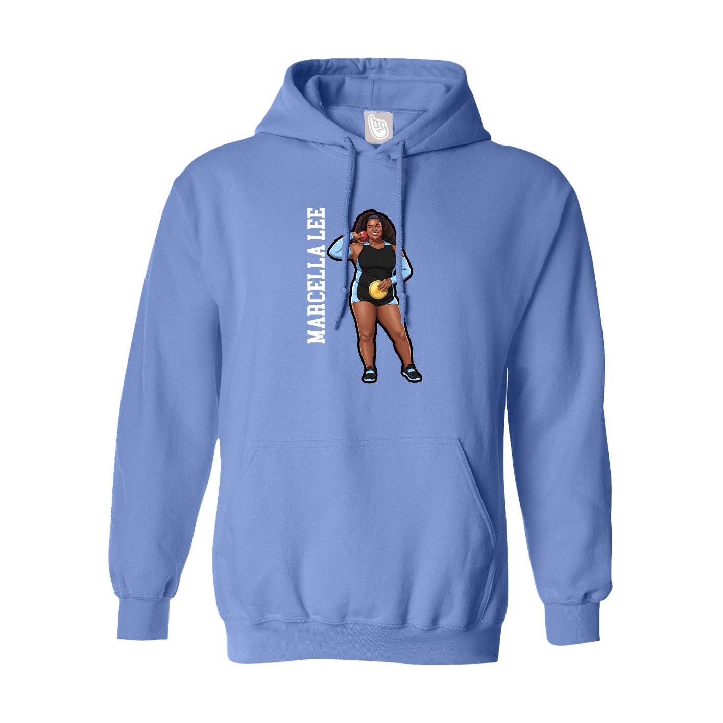 Youth Hoodie — Name Vertical in Powder Blue