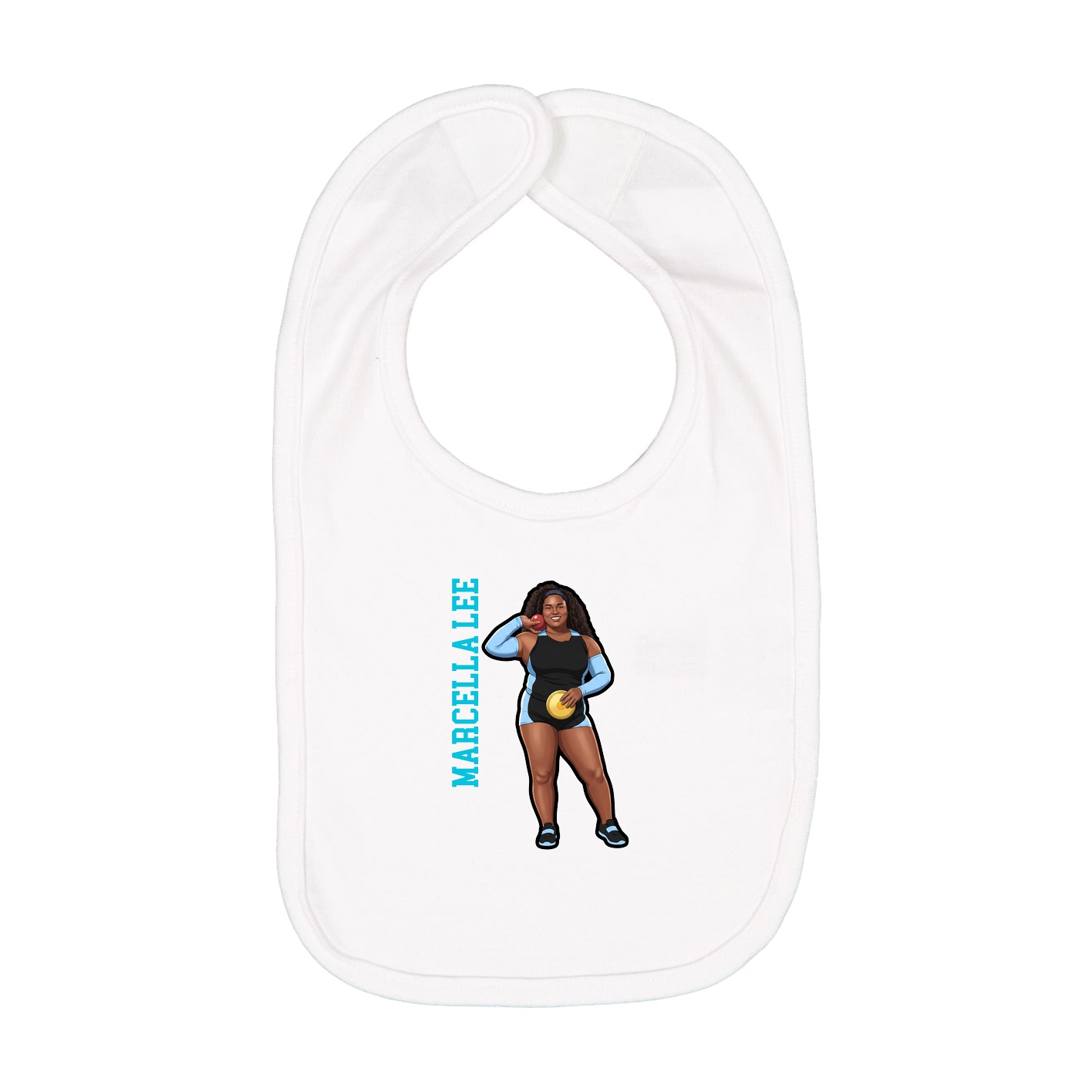 Infant Bib — Name Vertical in White