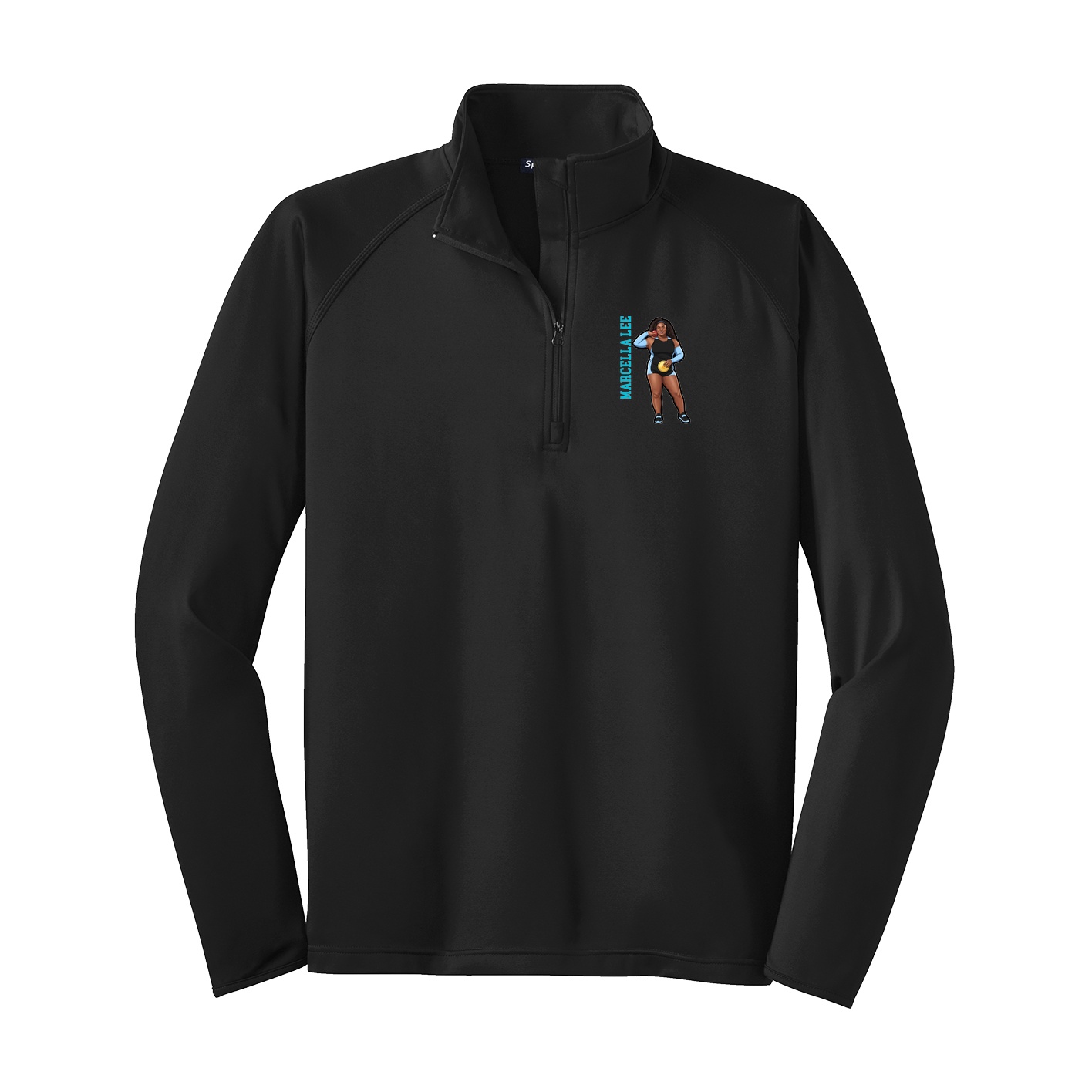 Q-Zip Pullover — Name Vertical in Black