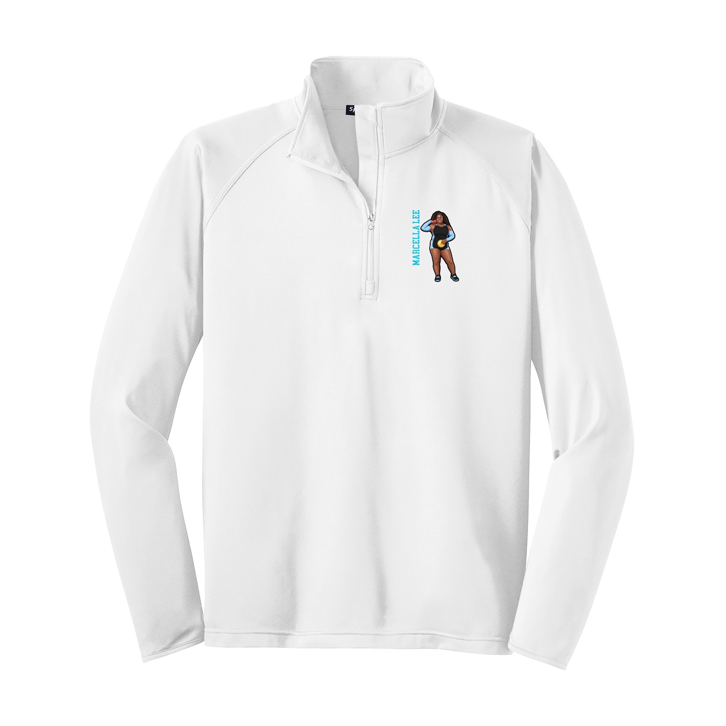 Q-Zip Pullover — Name Vertical in White