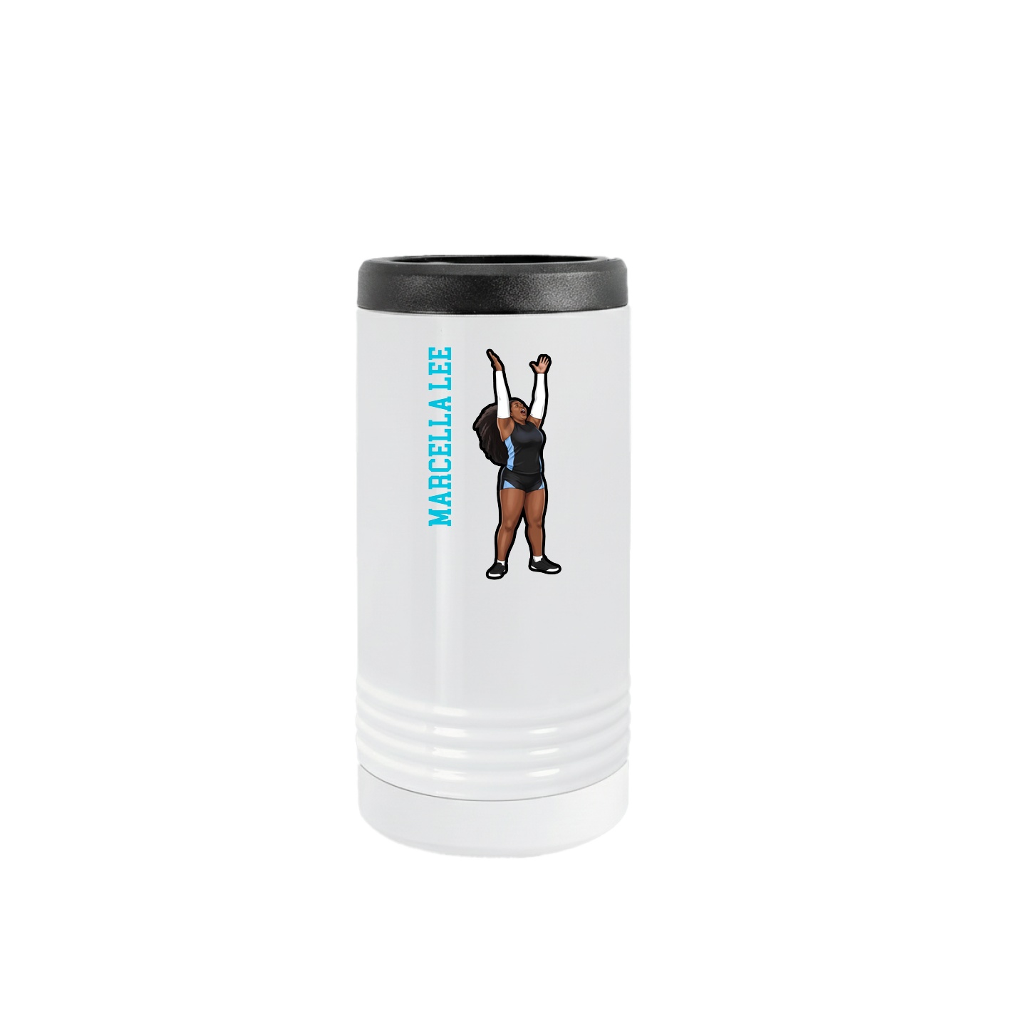 Slim Beverage Holder — Name Vertical in White