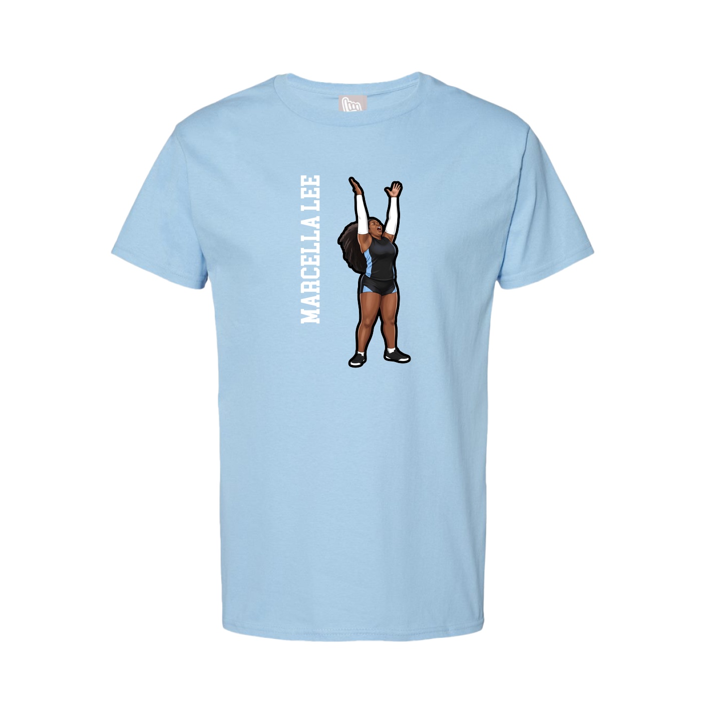 Youth Tee — Name Vertical in Light Blue