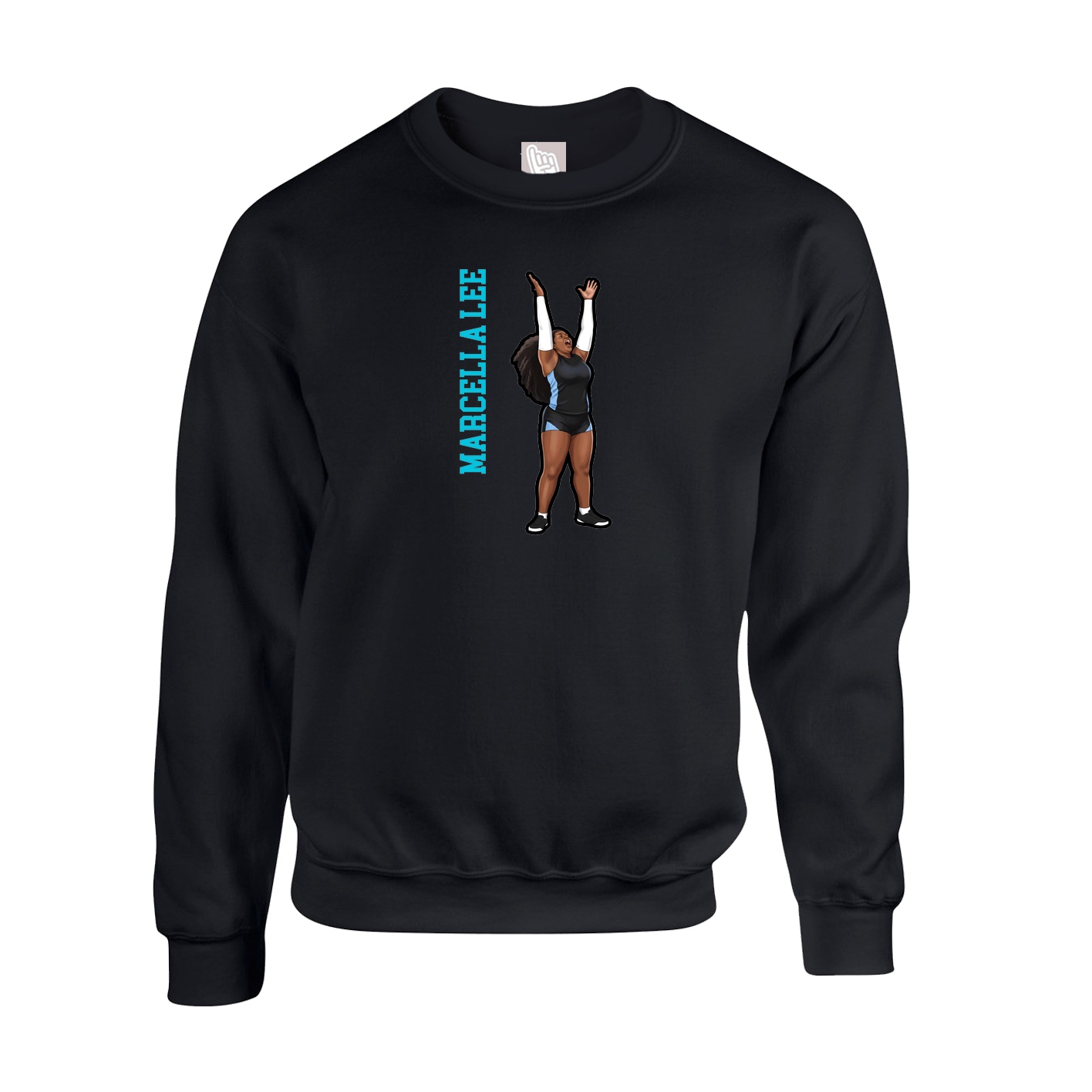 Fleece Crew — Name Vertical in Black