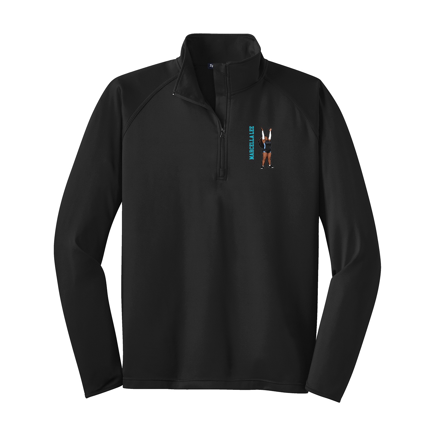 Q-Zip Pullover — Name Vertical in Black