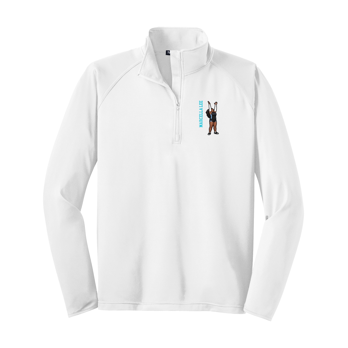 Q-Zip Pullover — Name Vertical in White