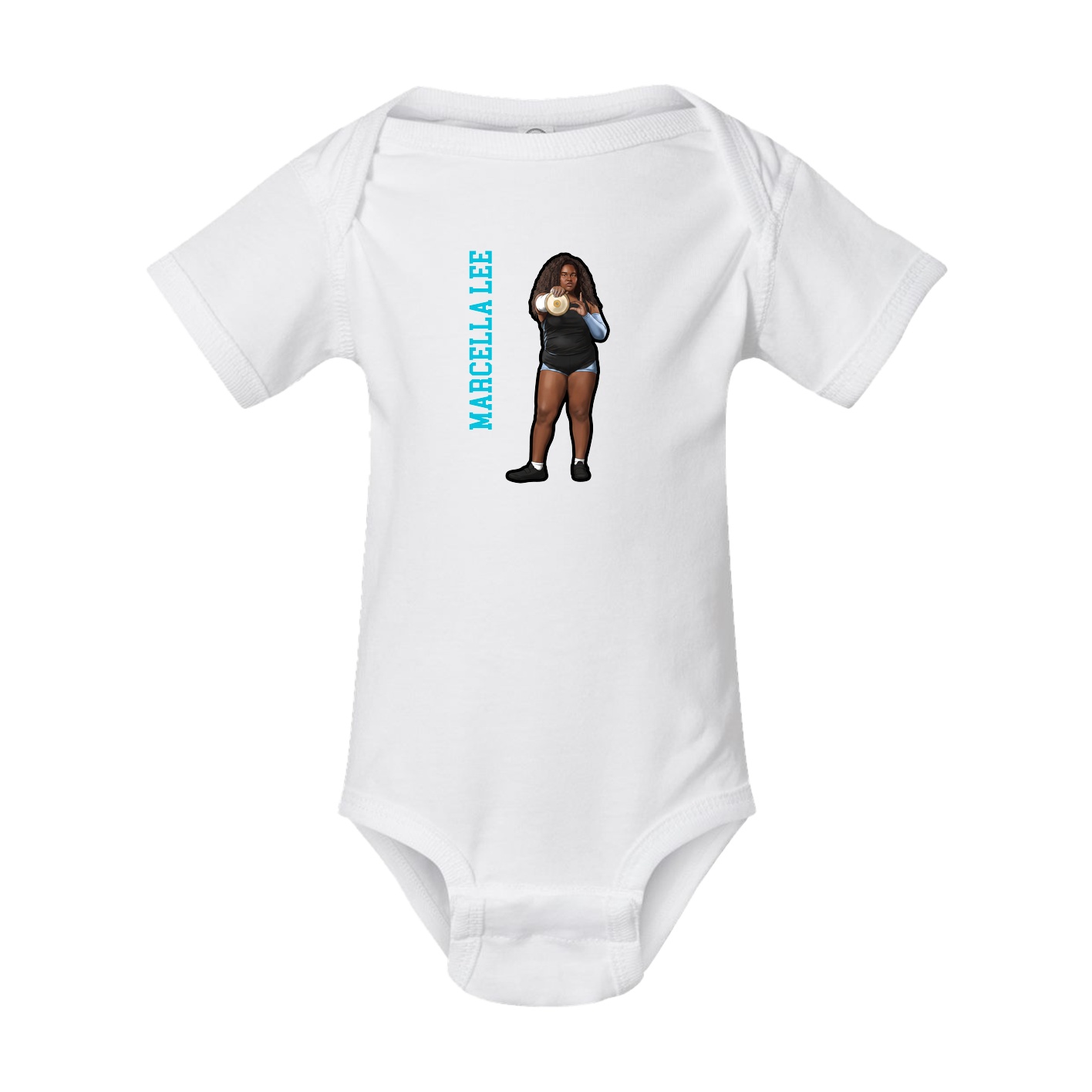 Baby Onesie — Name Vertical in White