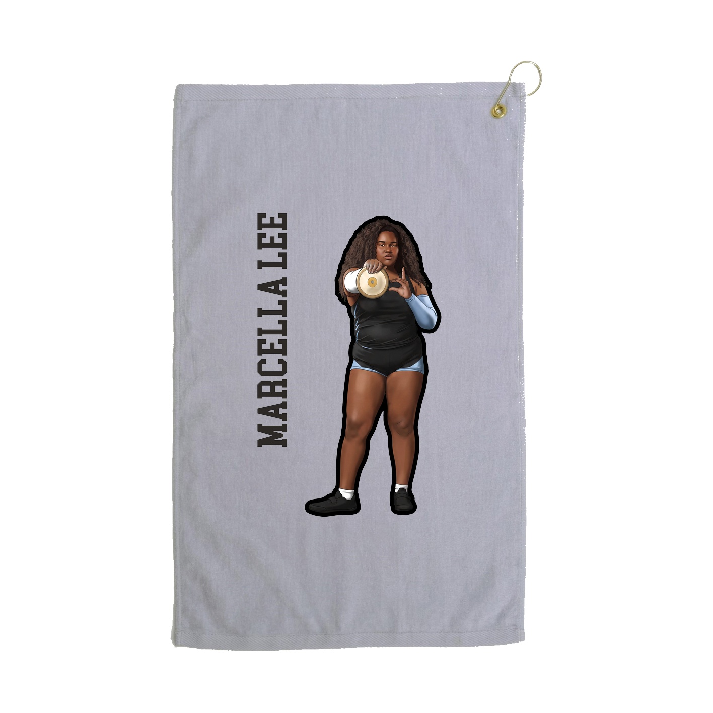 Golf Towel — Name Vertical in Grey