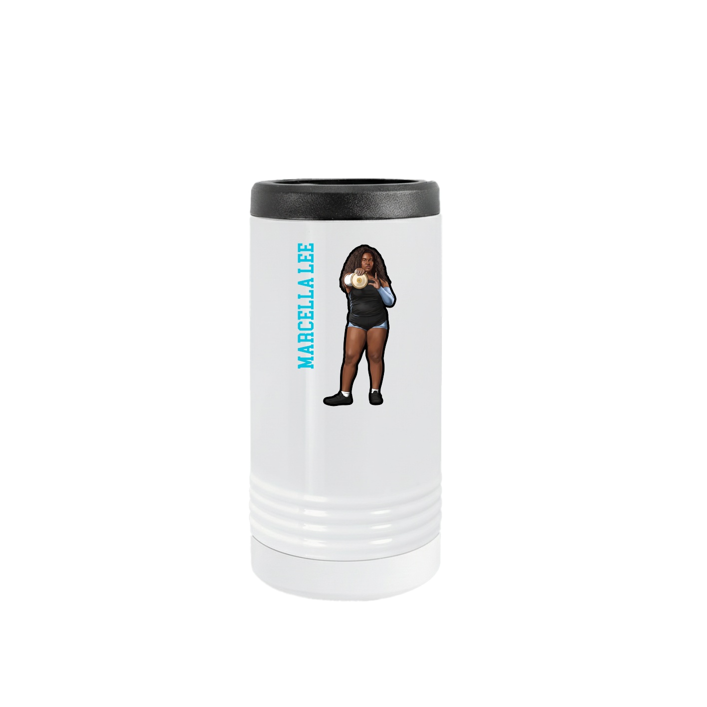 Slim Beverage Holder — Name Vertical in White