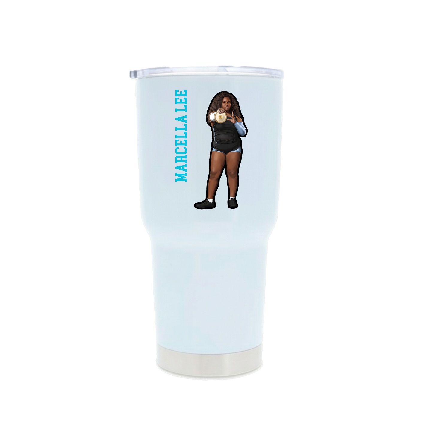 30oz Stainless Steel Tumbler — Name Vertical in White