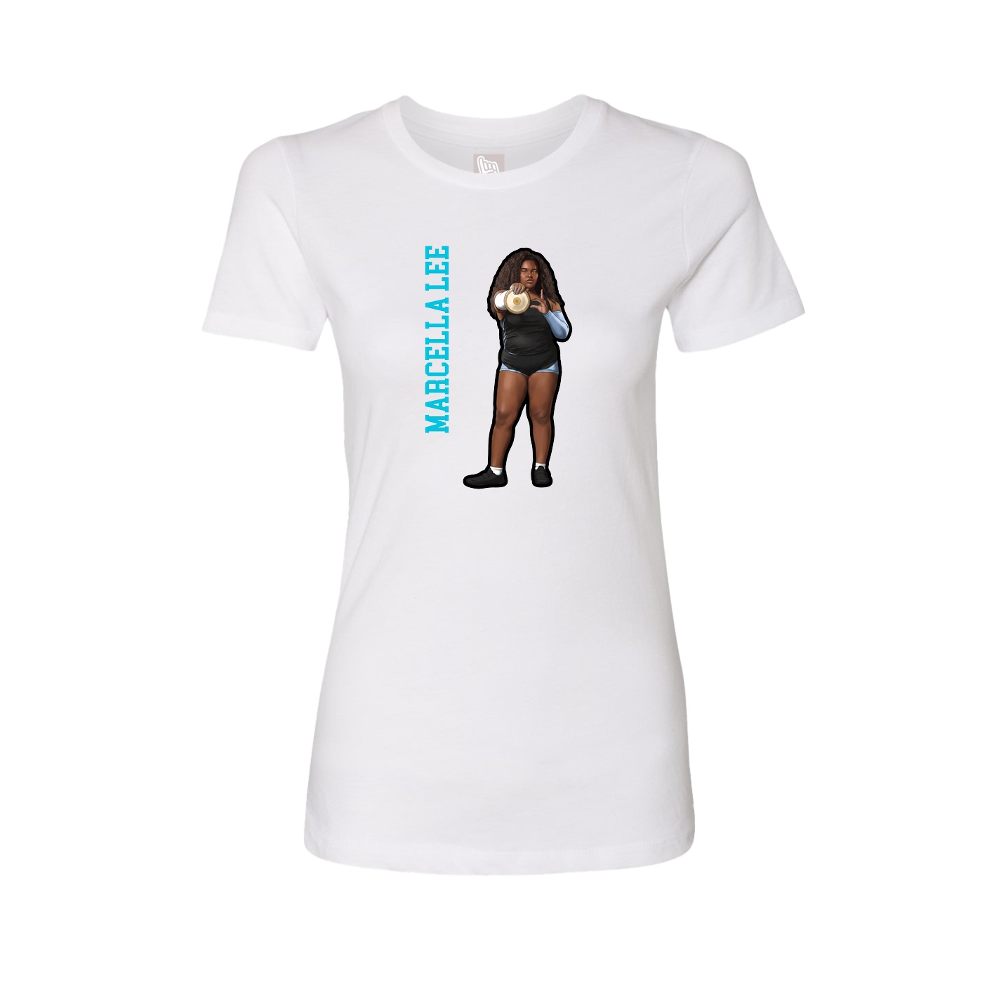 Womens Tee — Name Vertical in White