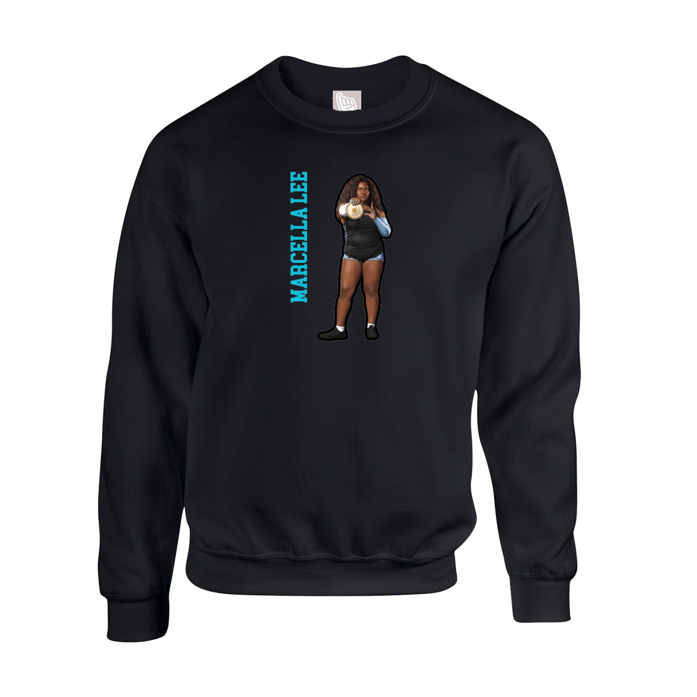 Fleece Crew — Name Vertical in Black