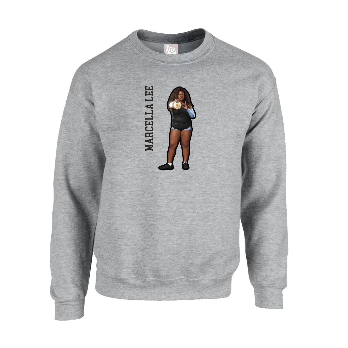 Fleece Crew — Name Vertical in Grey
