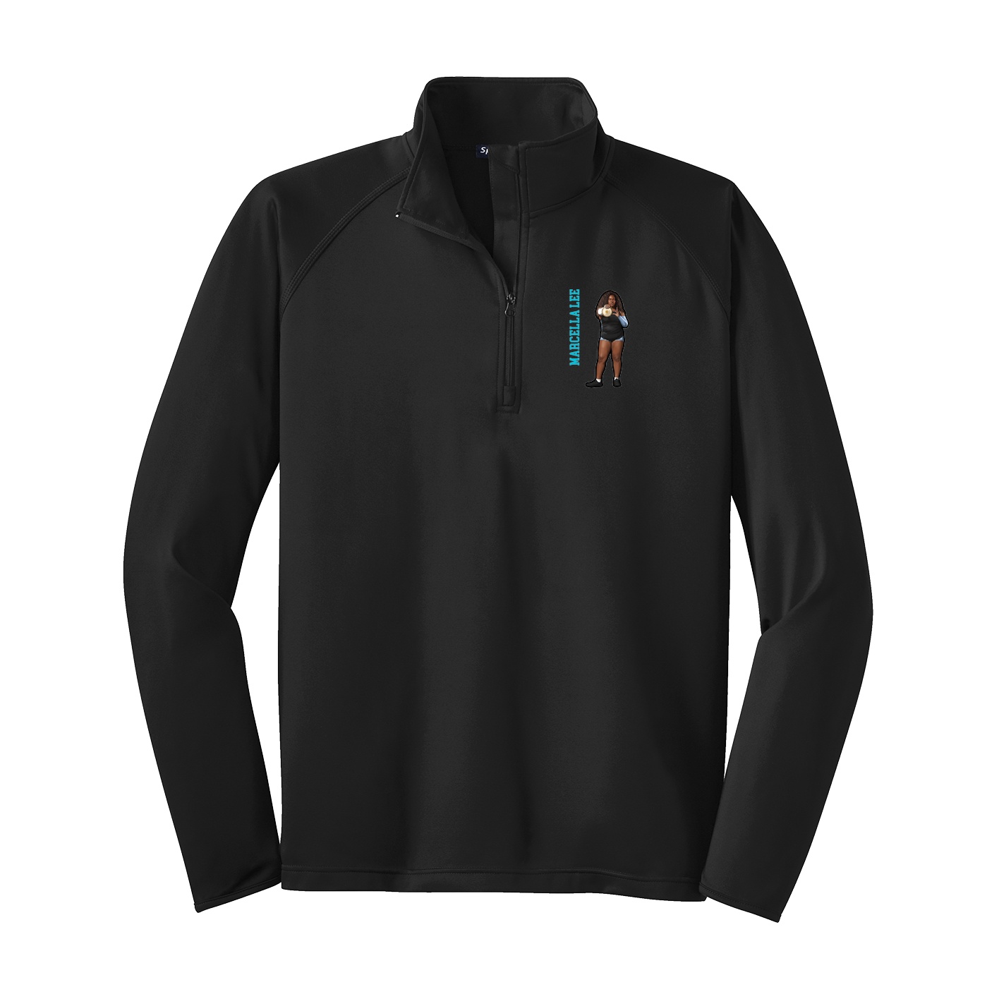 Q-Zip Pullover — Name Vertical in Black
