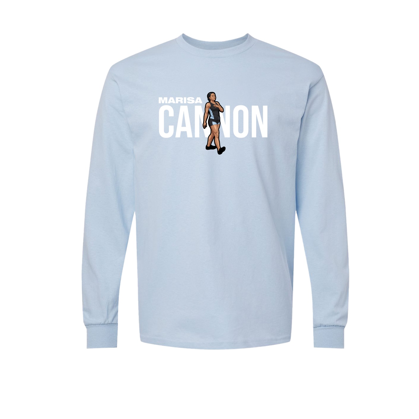 Long Sleeve Tee — Player Name in Light Blue