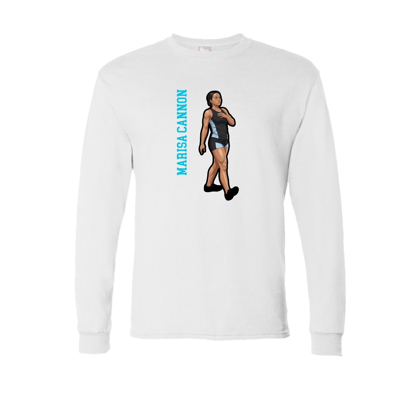 Long Sleeve Tee — Name Vertical in White