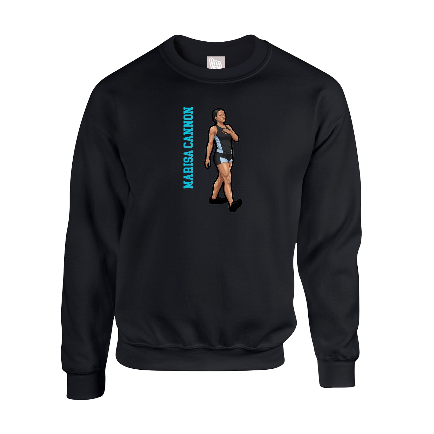 Fleece Crew — Name Vertical in Black