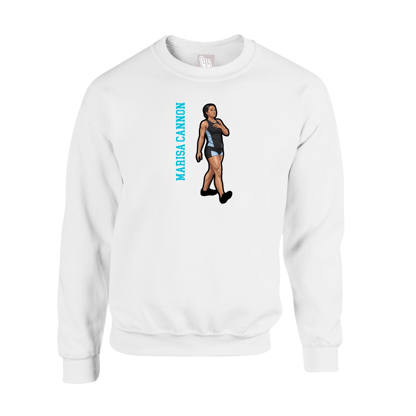 Fleece Crew — Name Vertical in White