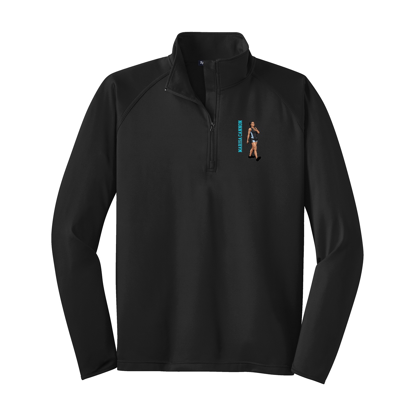 Q-Zip Pullover — Name Vertical in Black