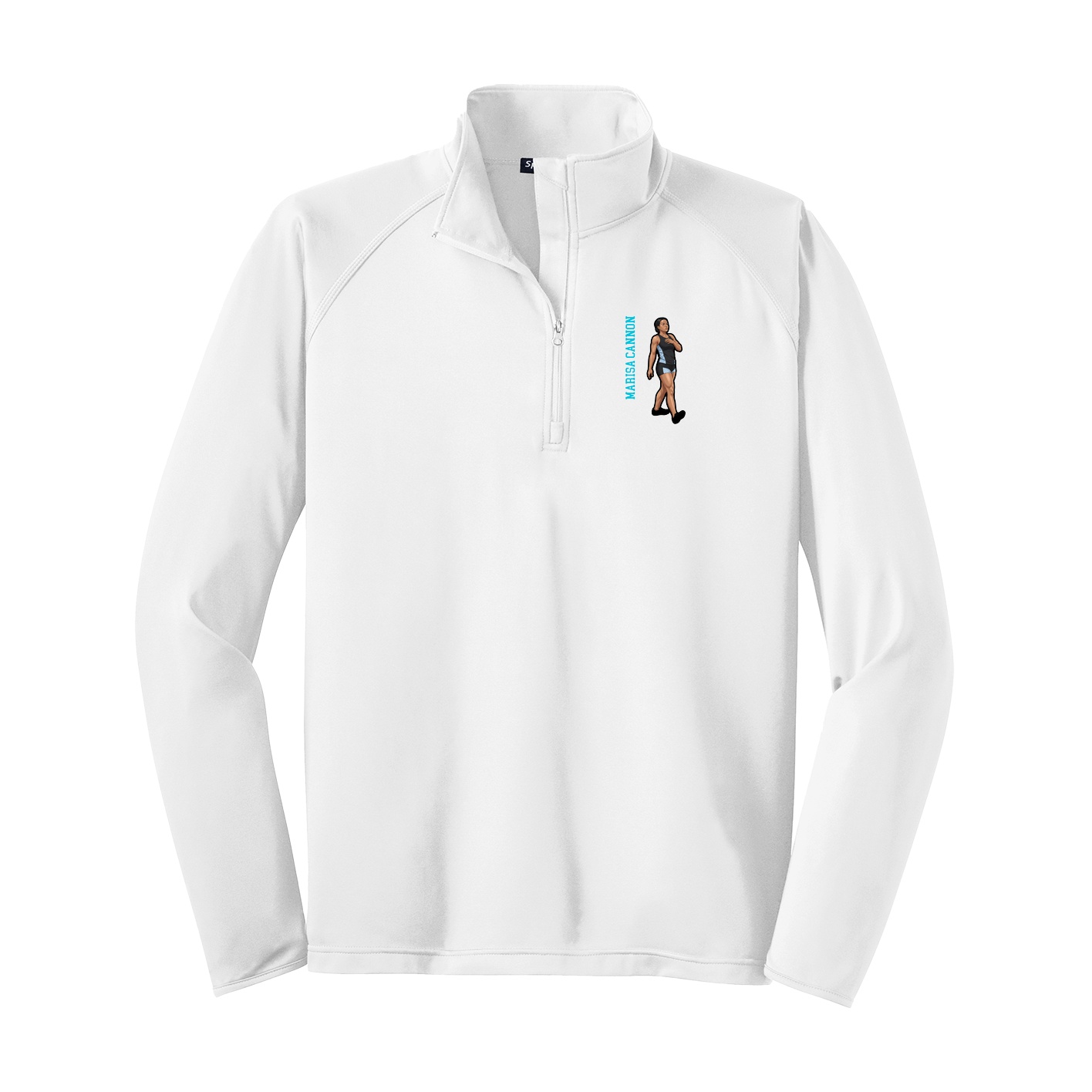 Q-Zip Pullover — Name Vertical in White