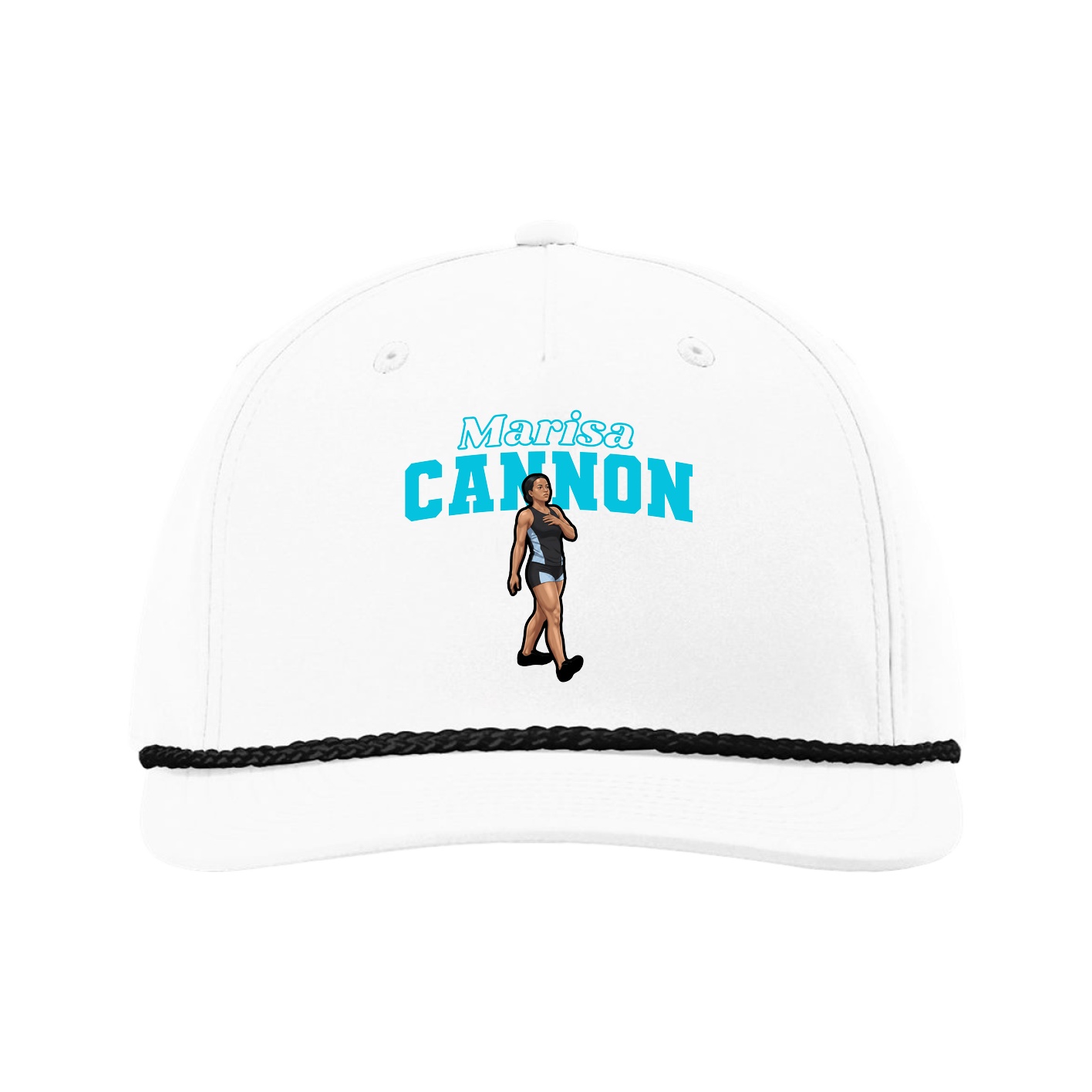 Five-Panel Classic Rope Cap — Name Arch in White