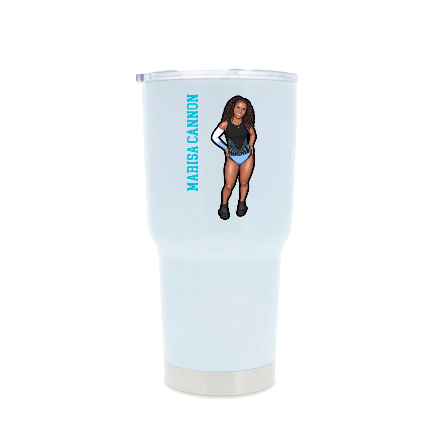 30oz Stainless Steel Tumbler — Name Vertical in White