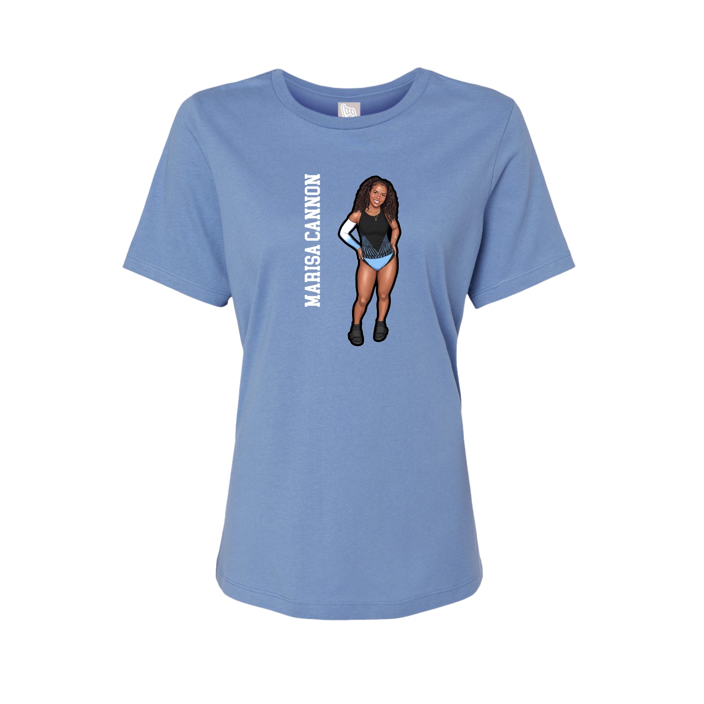 Fitted Women's Tee — Name Vertical in Powder Blue