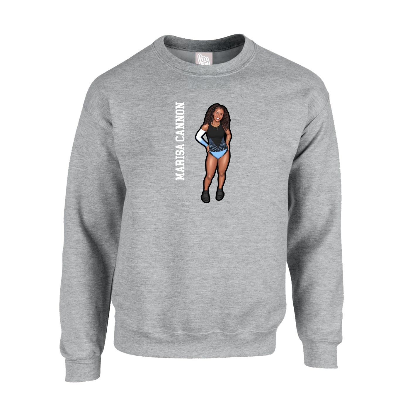 Fleece Crew — Name Vertical in Grey