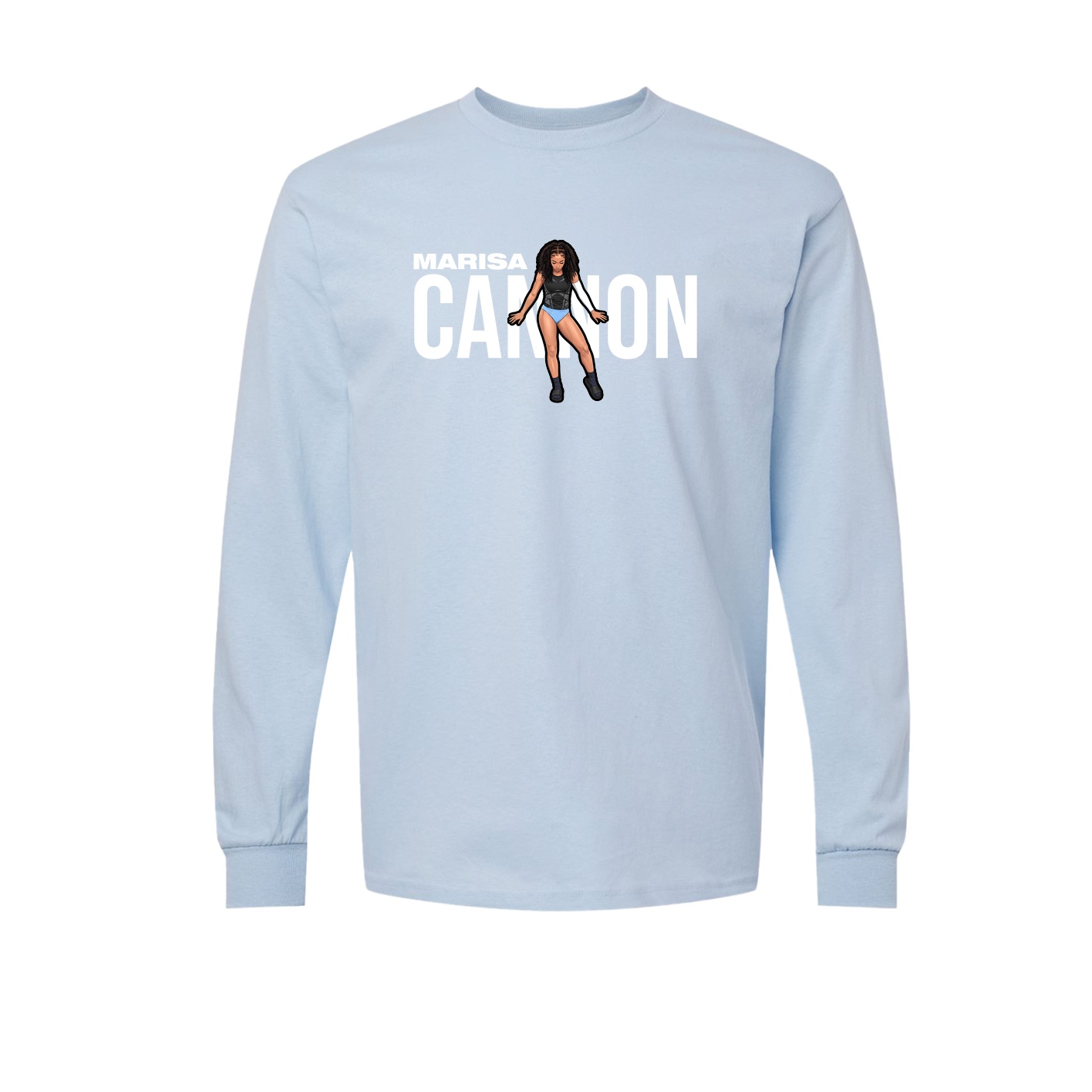 Long Sleeve Tee — Player Name in Light Blue