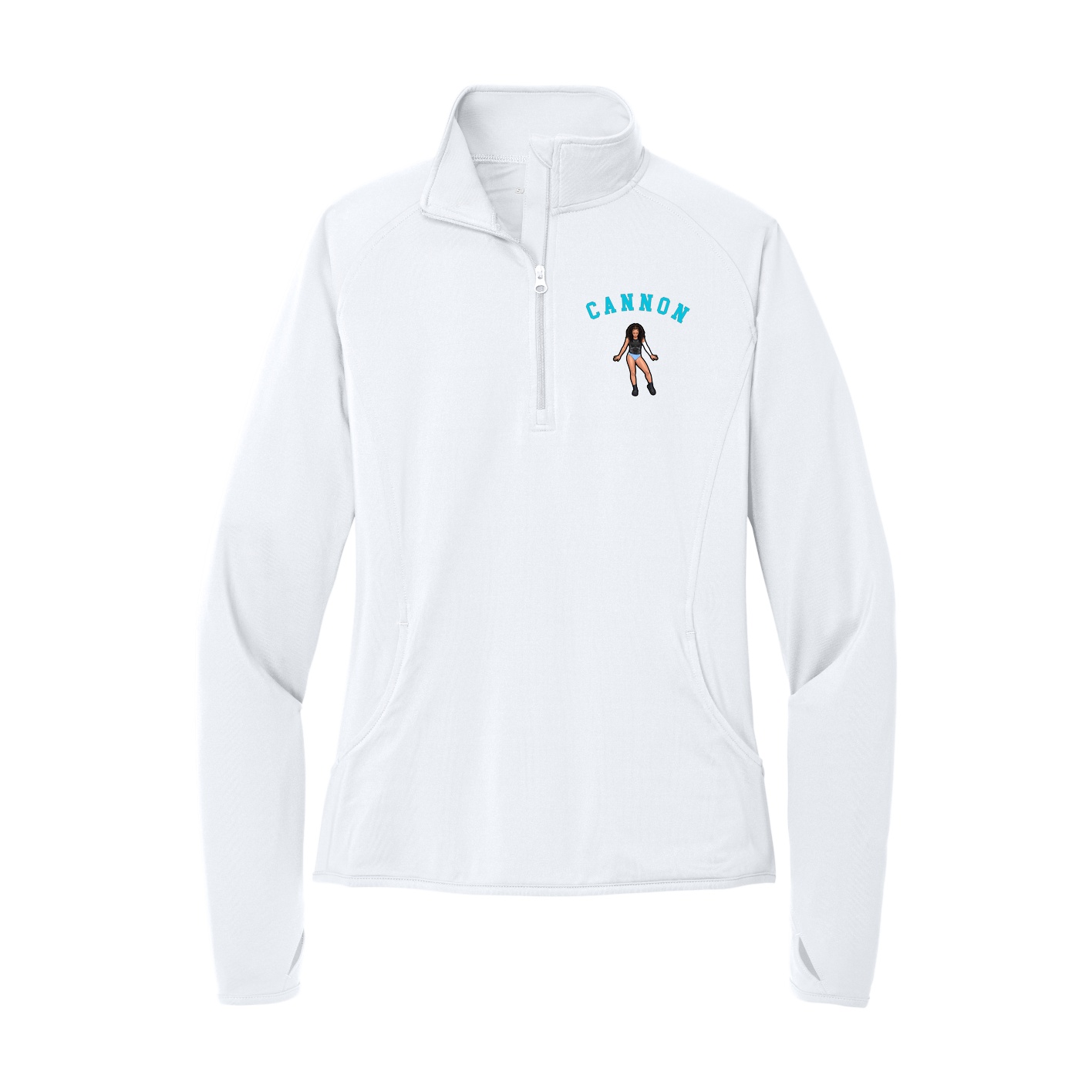 Women's Q-Zip Pullover — Shirsey Arch in White