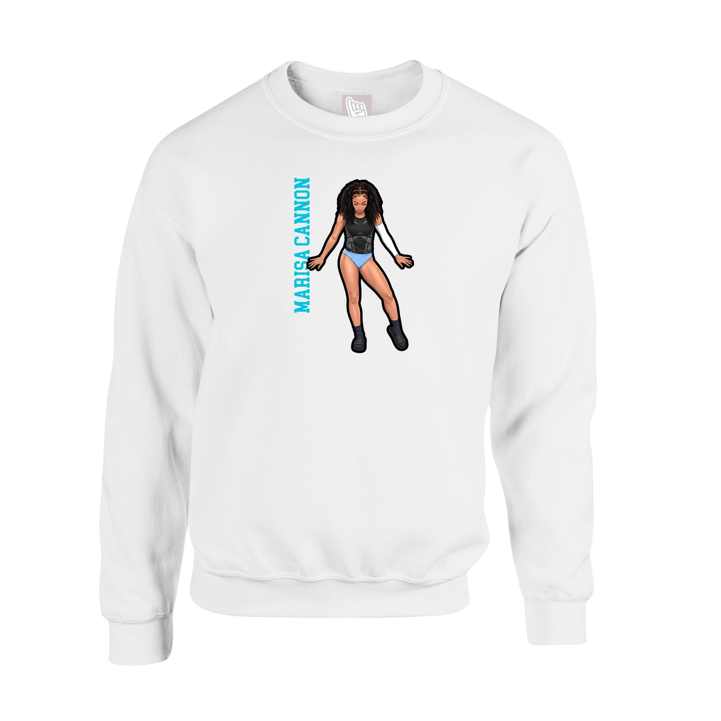Fleece Crew — Name Vertical in White