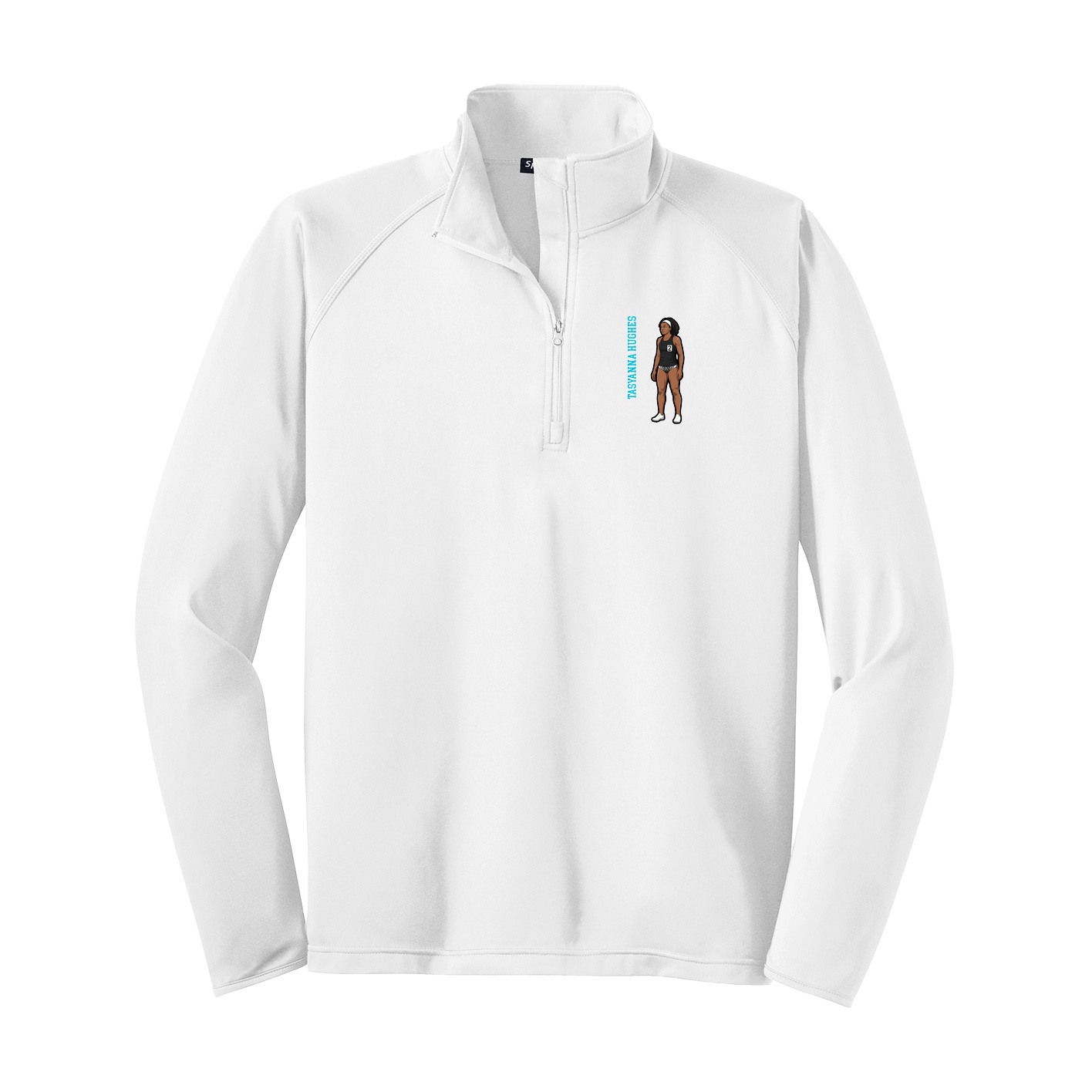 Q-Zip Pullover — Name Vertical in White