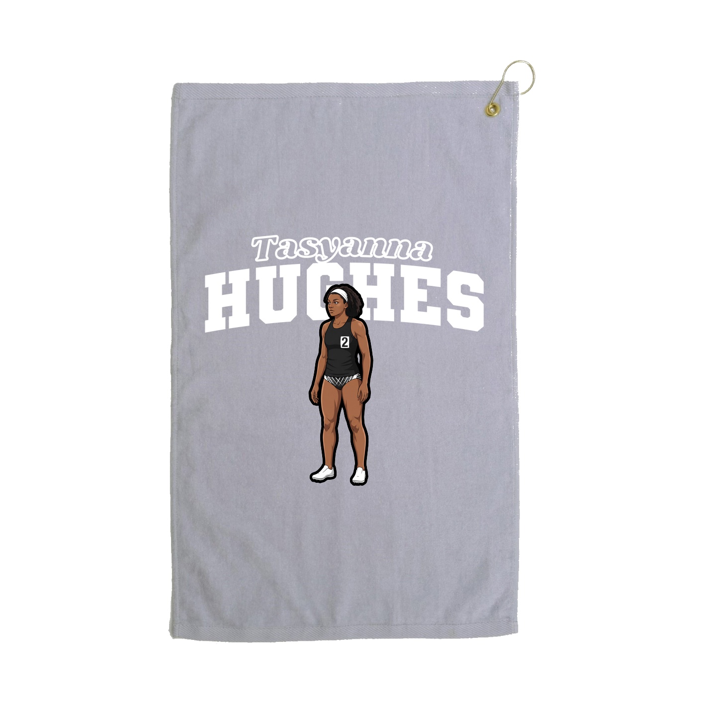 Golf Towel — Name Arch in Grey