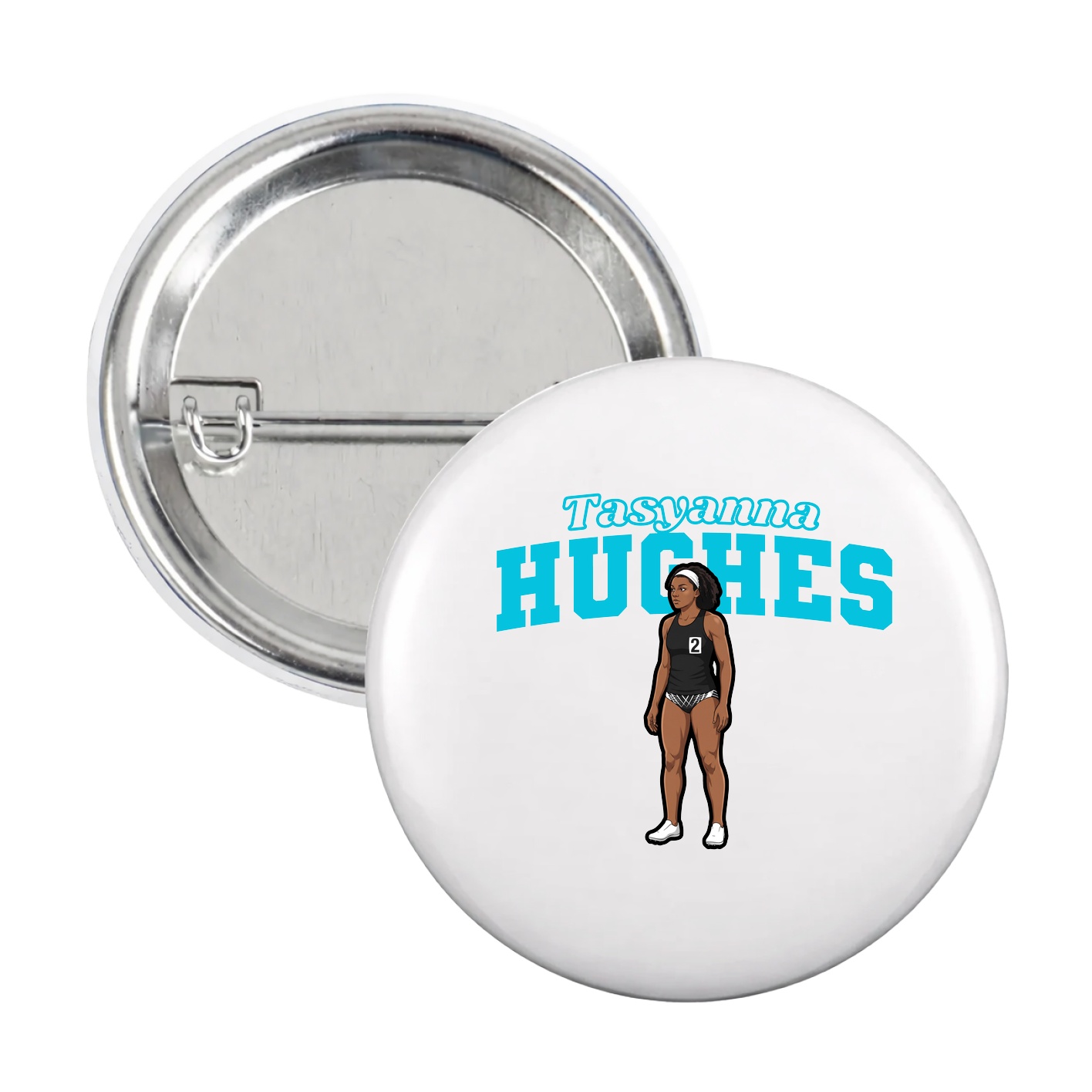 Game Day Button — Name Arch in White