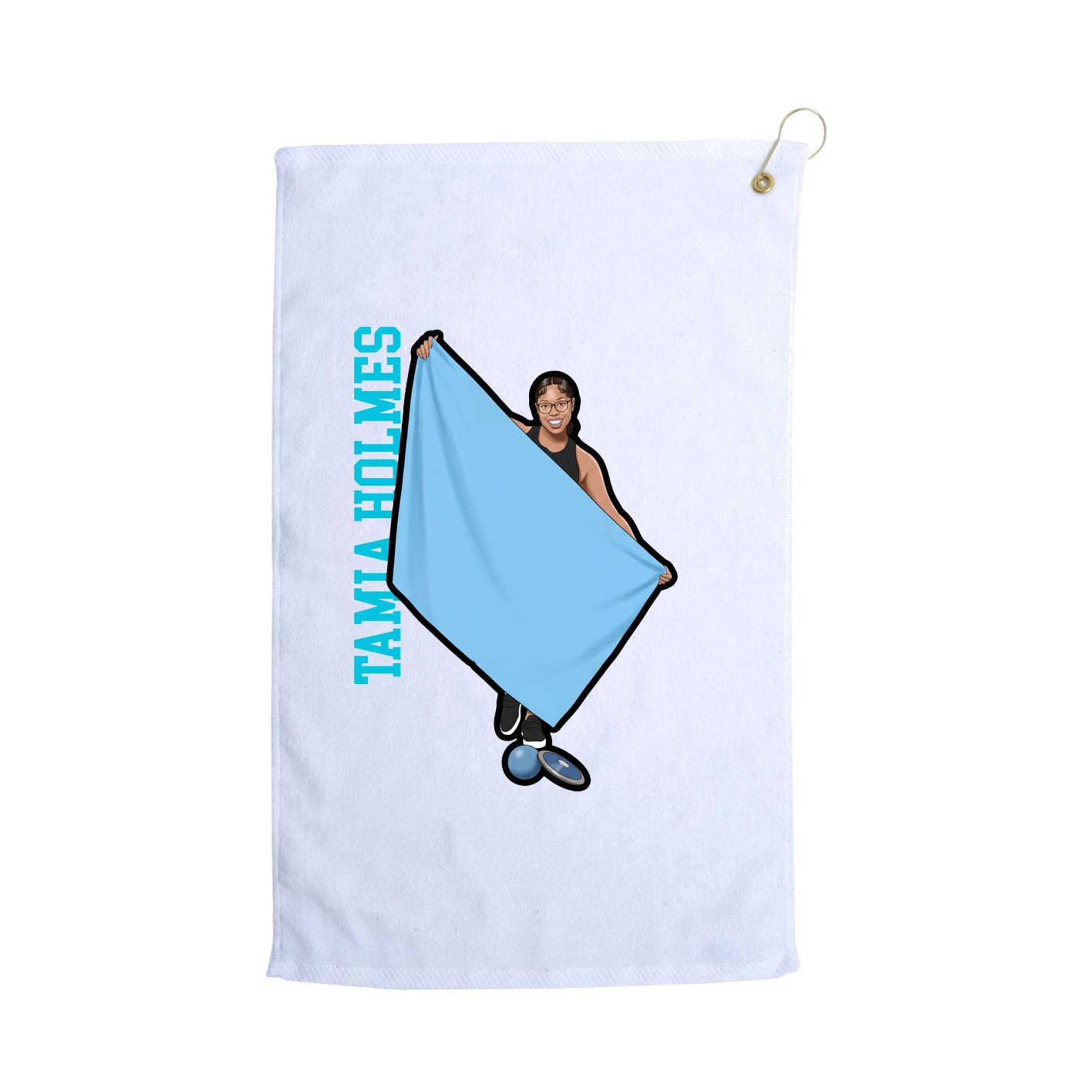 Golf Towel — Name Vertical in White
