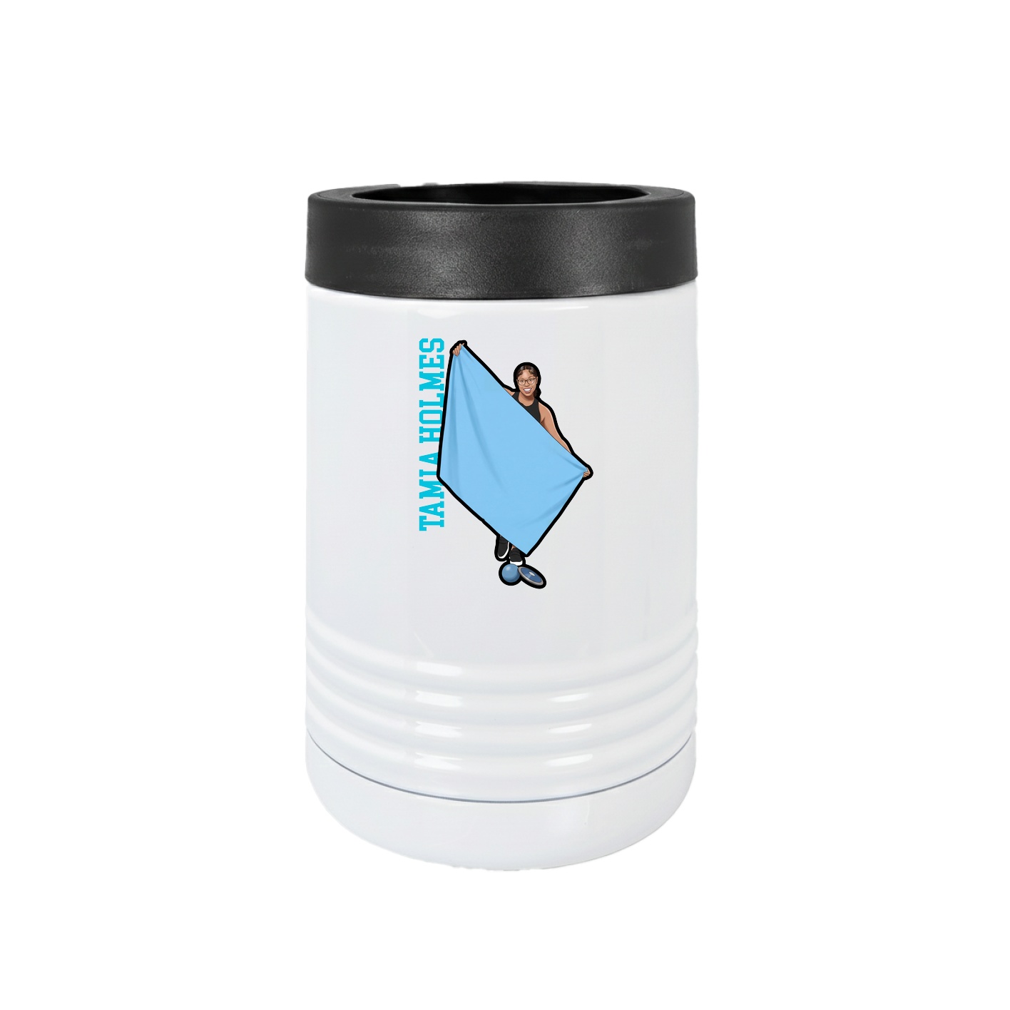 Beverage Holder — Name Vertical in White
