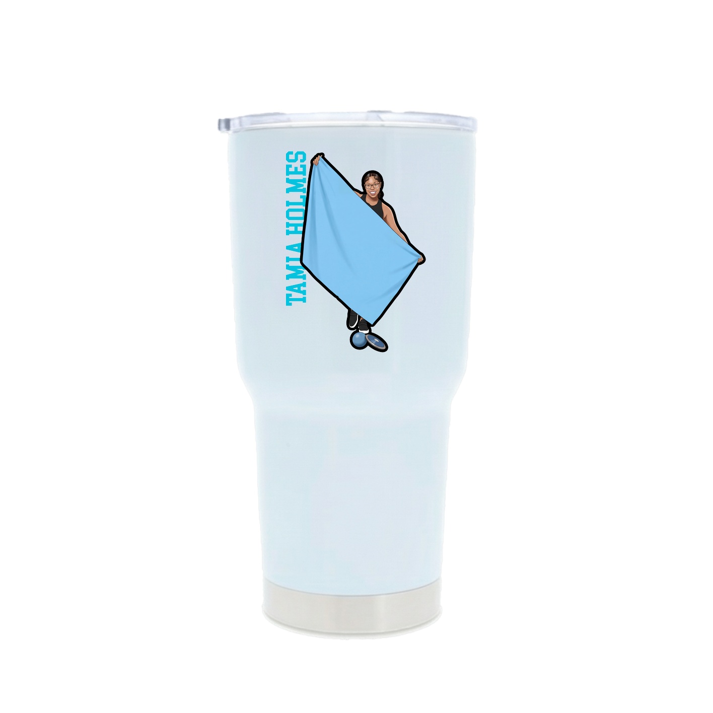 30oz Stainless Steel Tumbler — Name Vertical in White