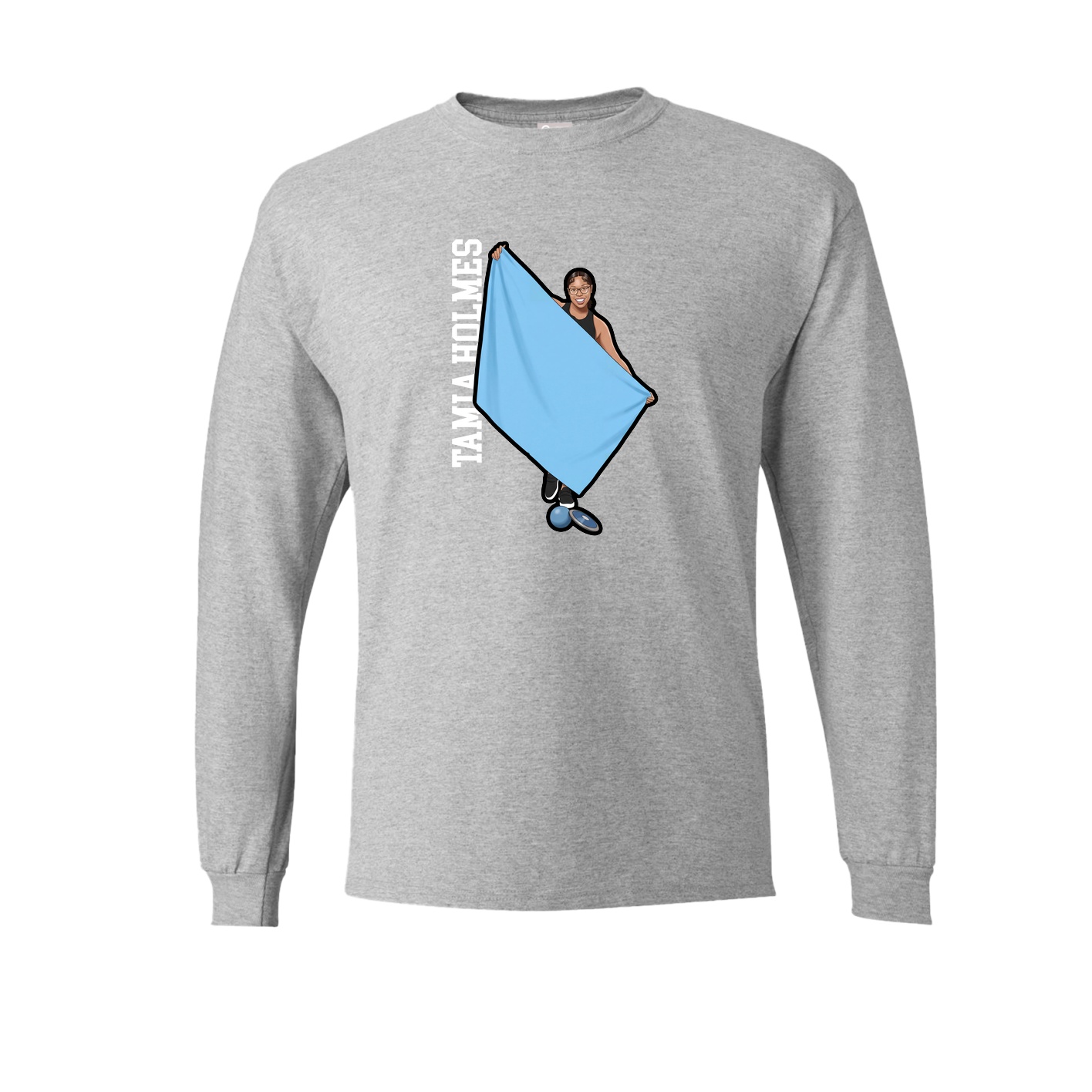 Long Sleeve Tee — Name Vertical in Grey