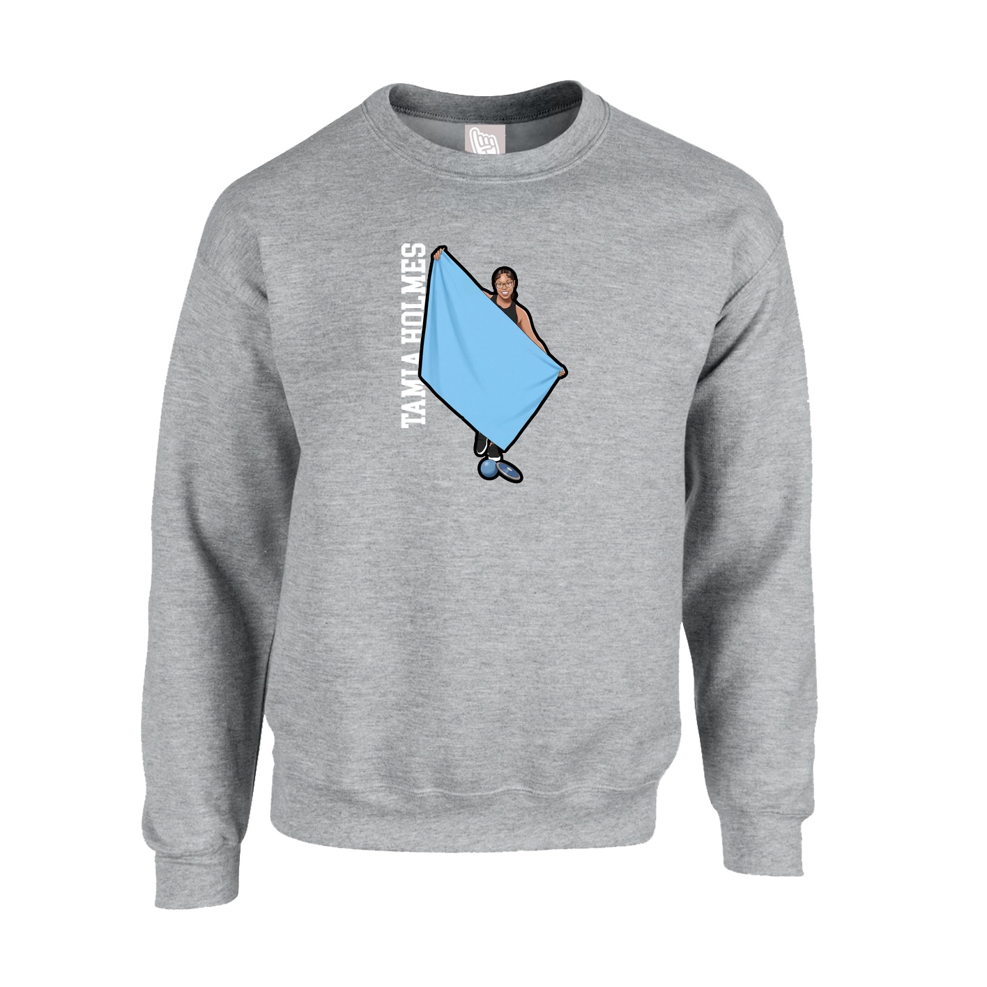 Fleece Crew — Name Vertical in Grey