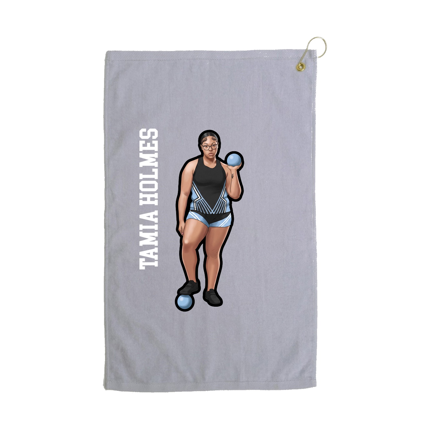 Golf Towel — Name Vertical in Grey