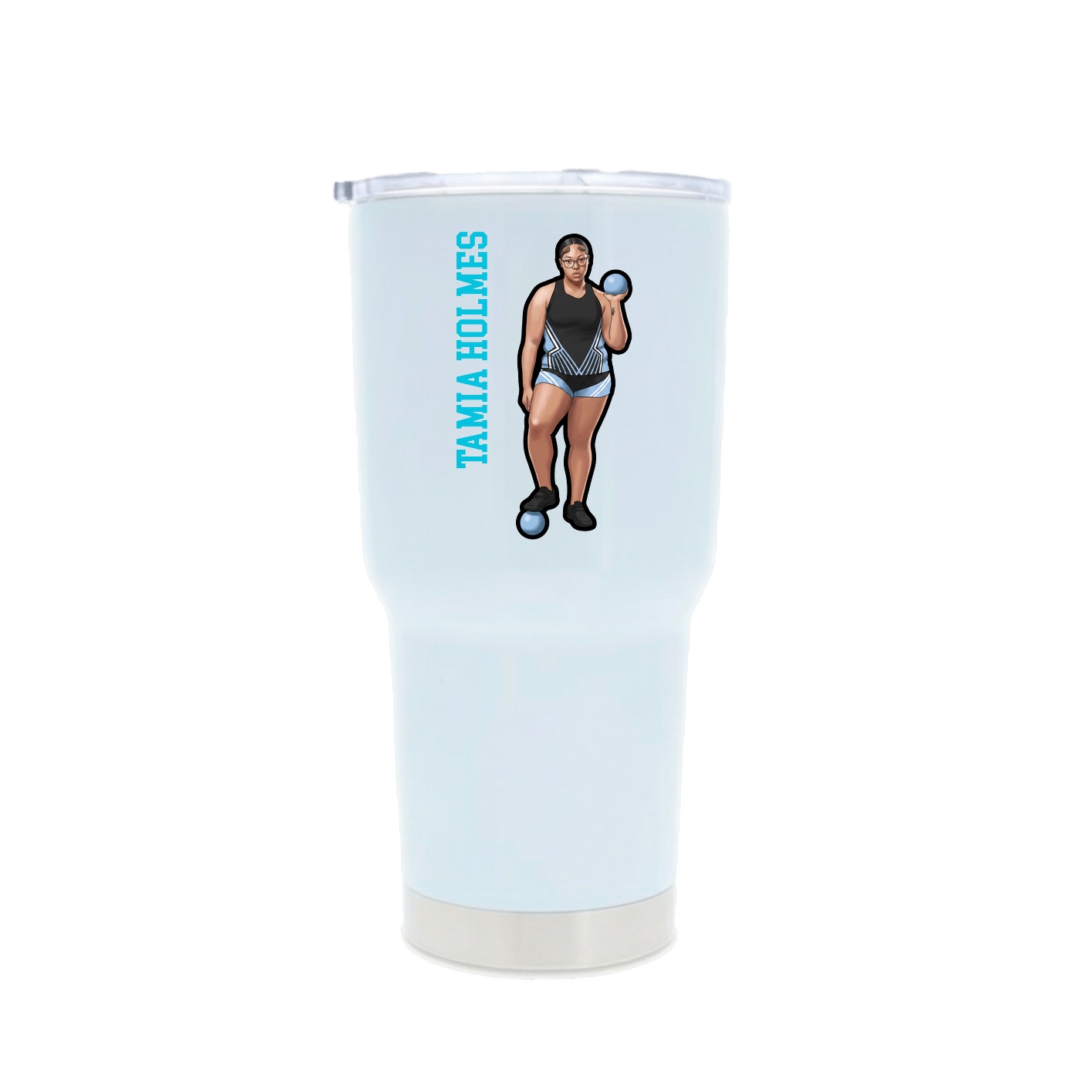 30oz Stainless Steel Tumbler — Name Vertical in White