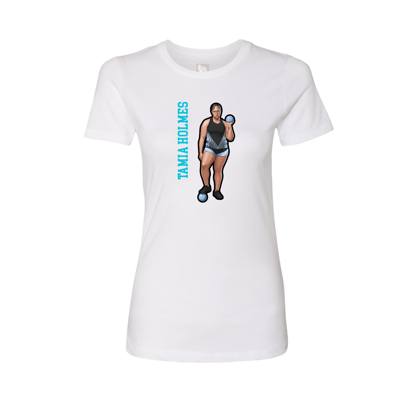 Fitted Women's Tee — Name Vertical in White