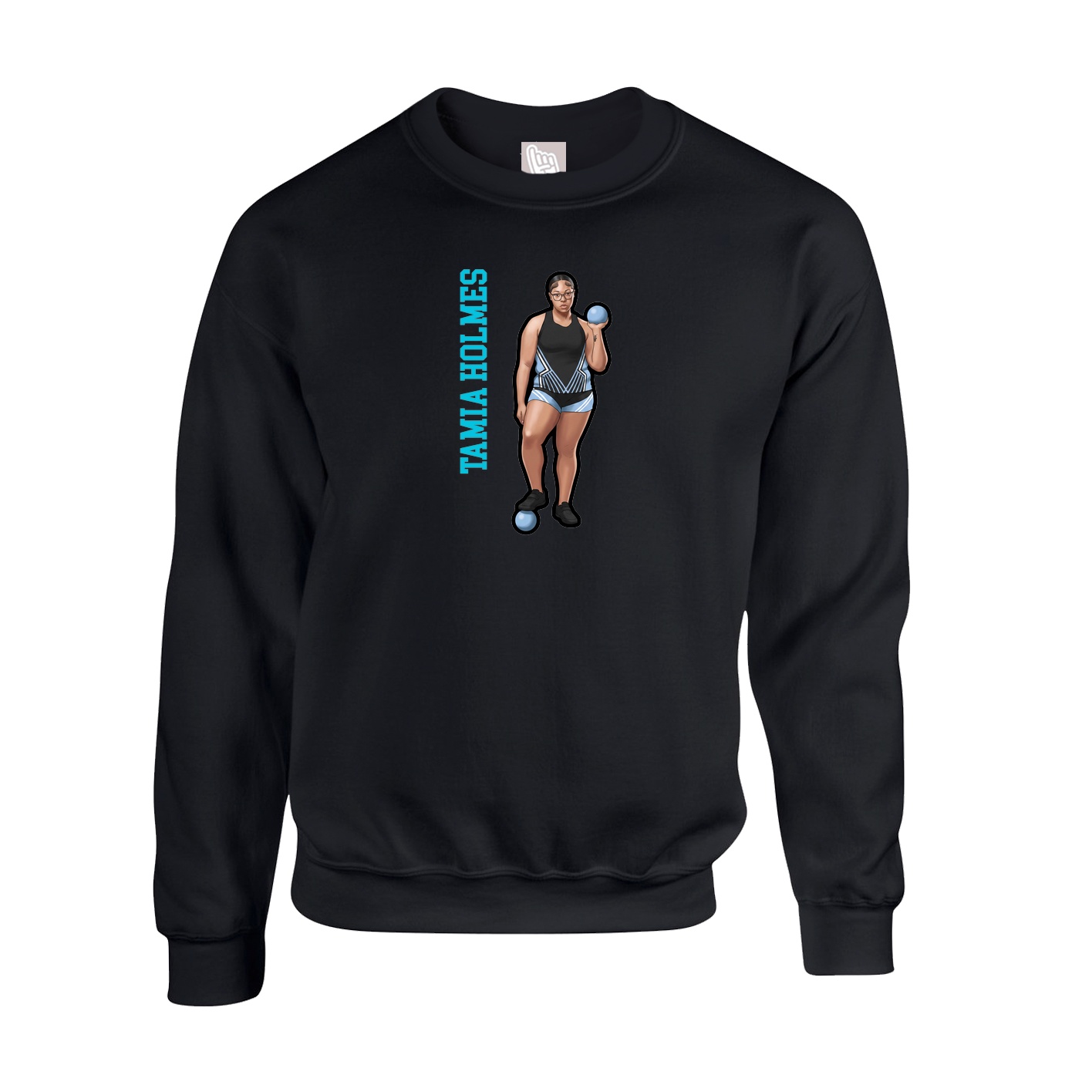 Fleece Crew — Name Vertical in Black