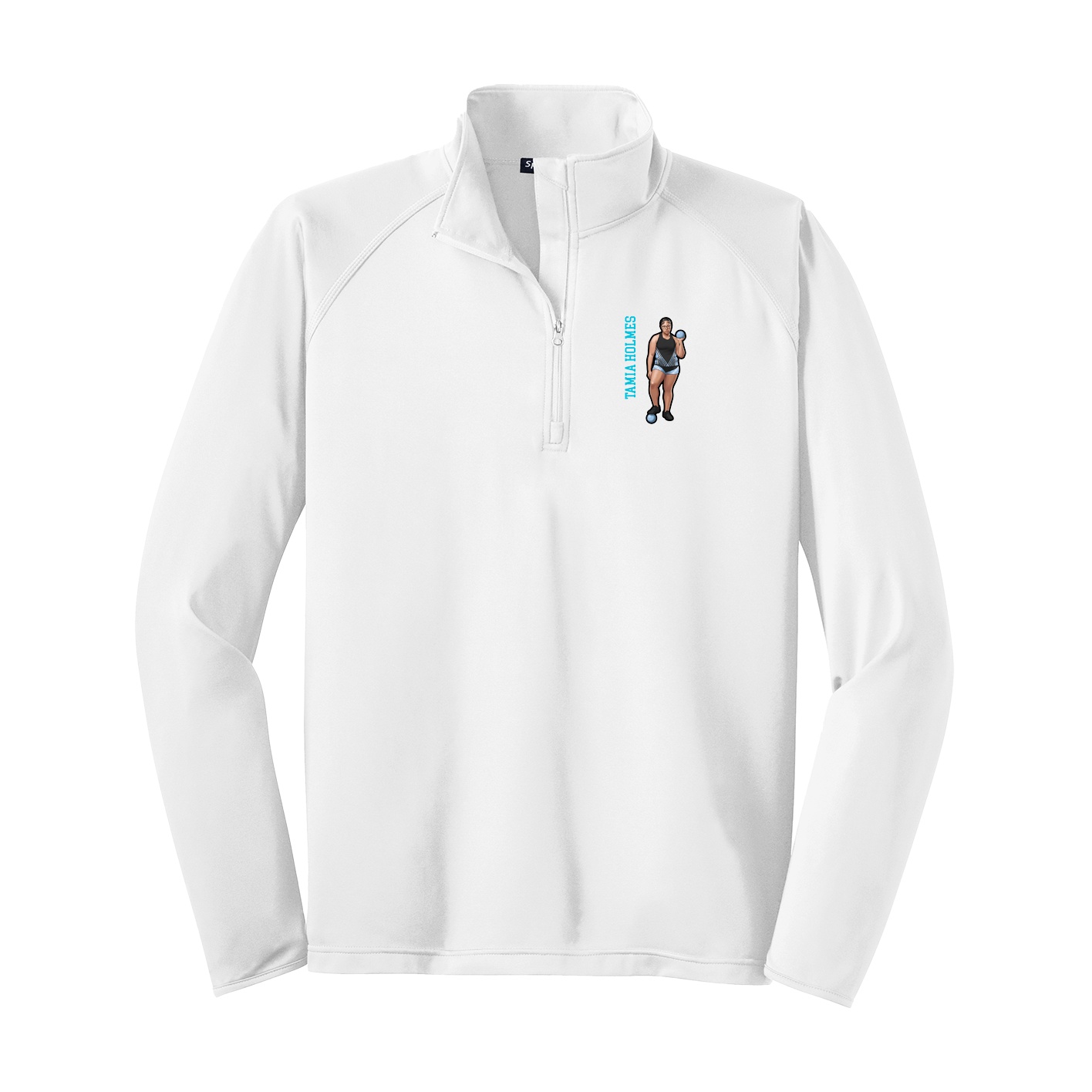 Q-Zip Pullover — Name Vertical in White