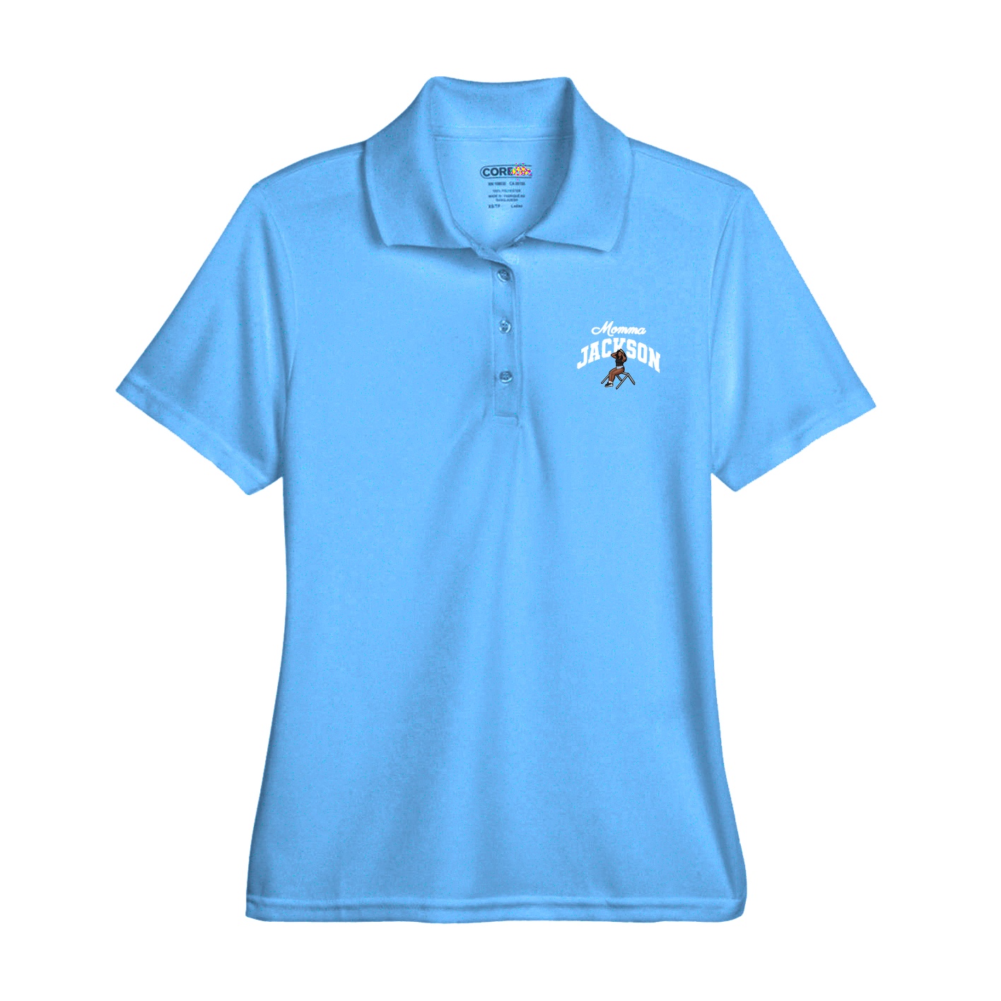 Womens Performance Polo — Mothers Day Arch in Light Blue