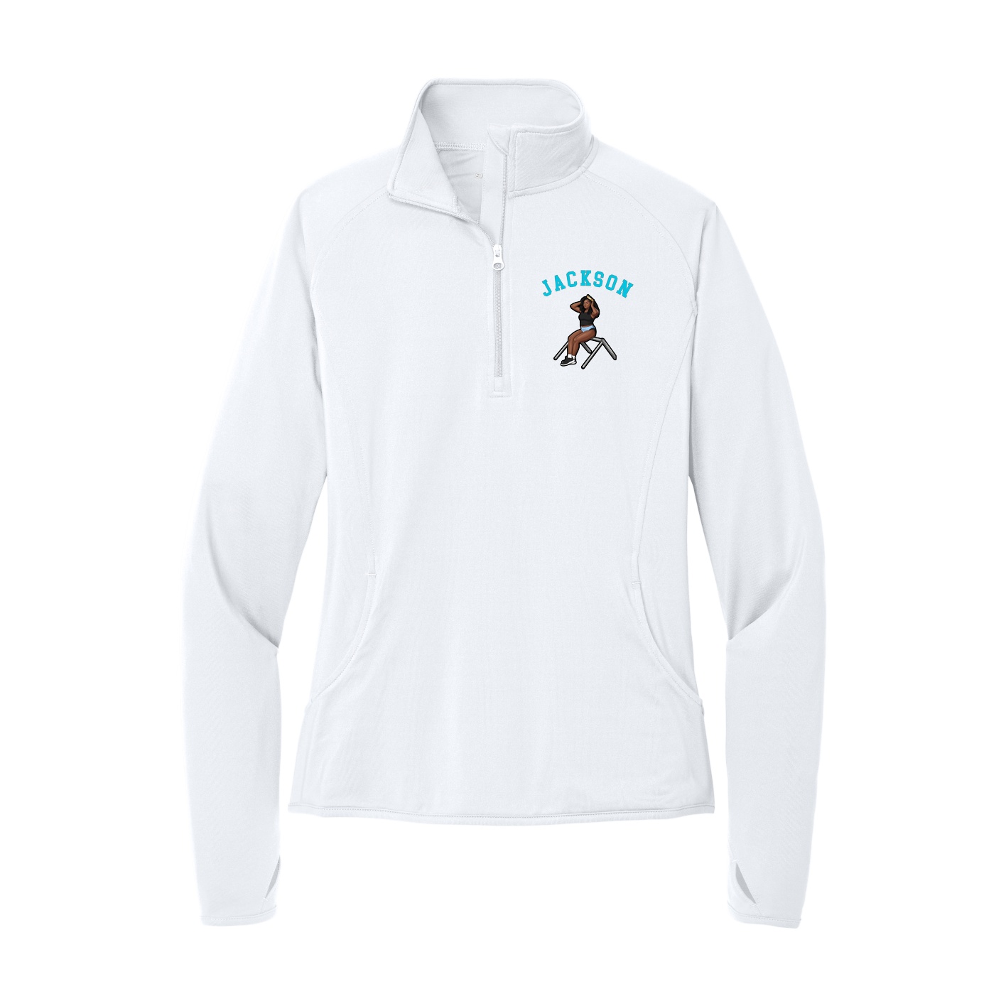 Women's Q-Zip Pullover — Shirsey Arch in White