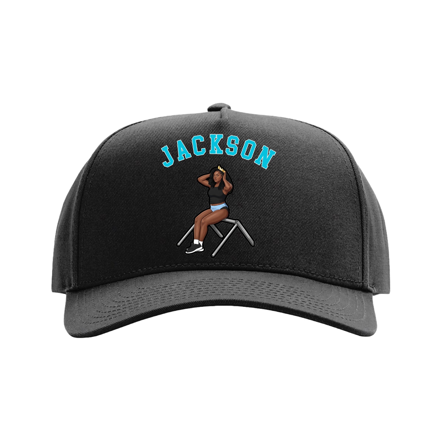 Full Fabric Five-Panel Champ Cap — Shirsey Arch in Black