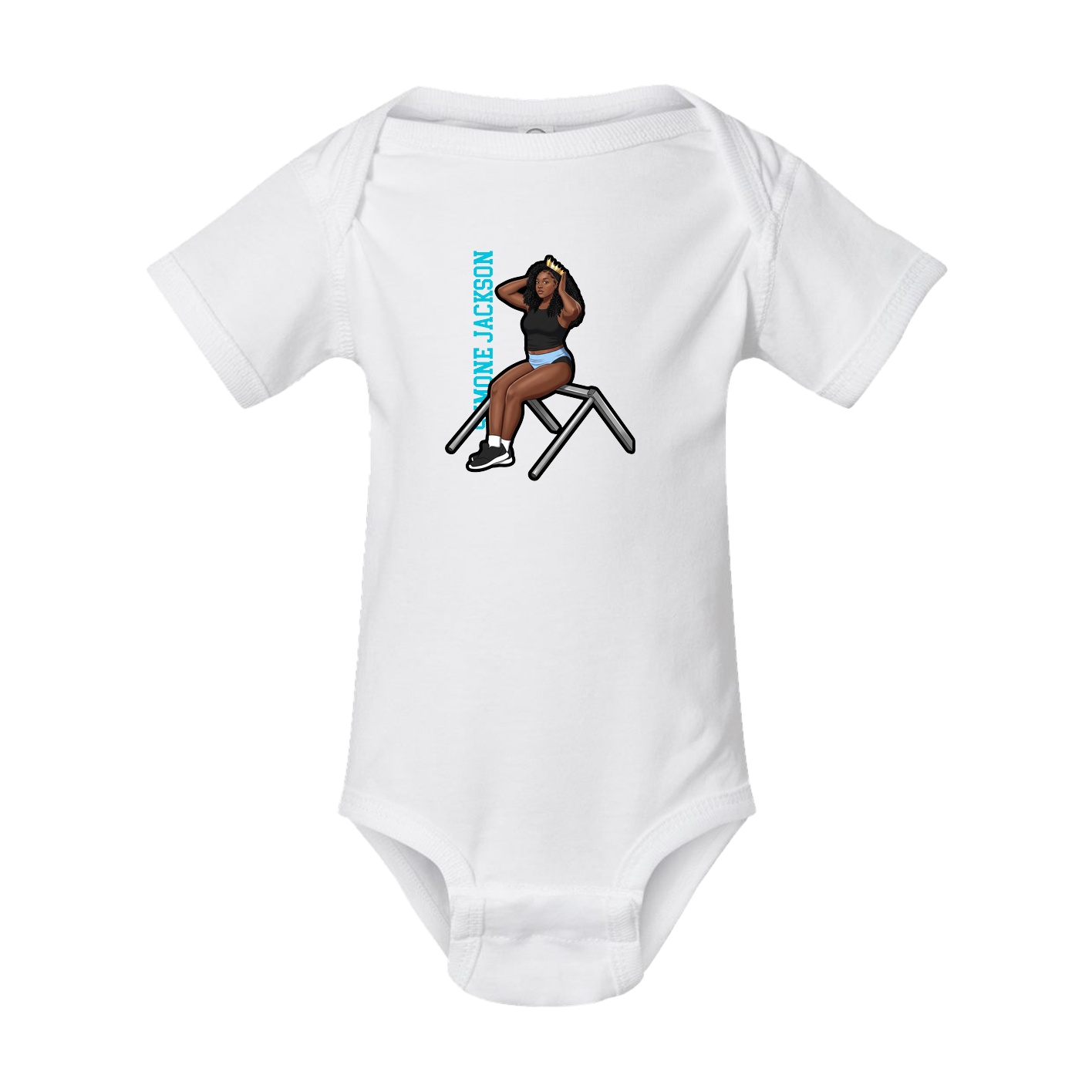 Baby Onesie — Name Vertical in White