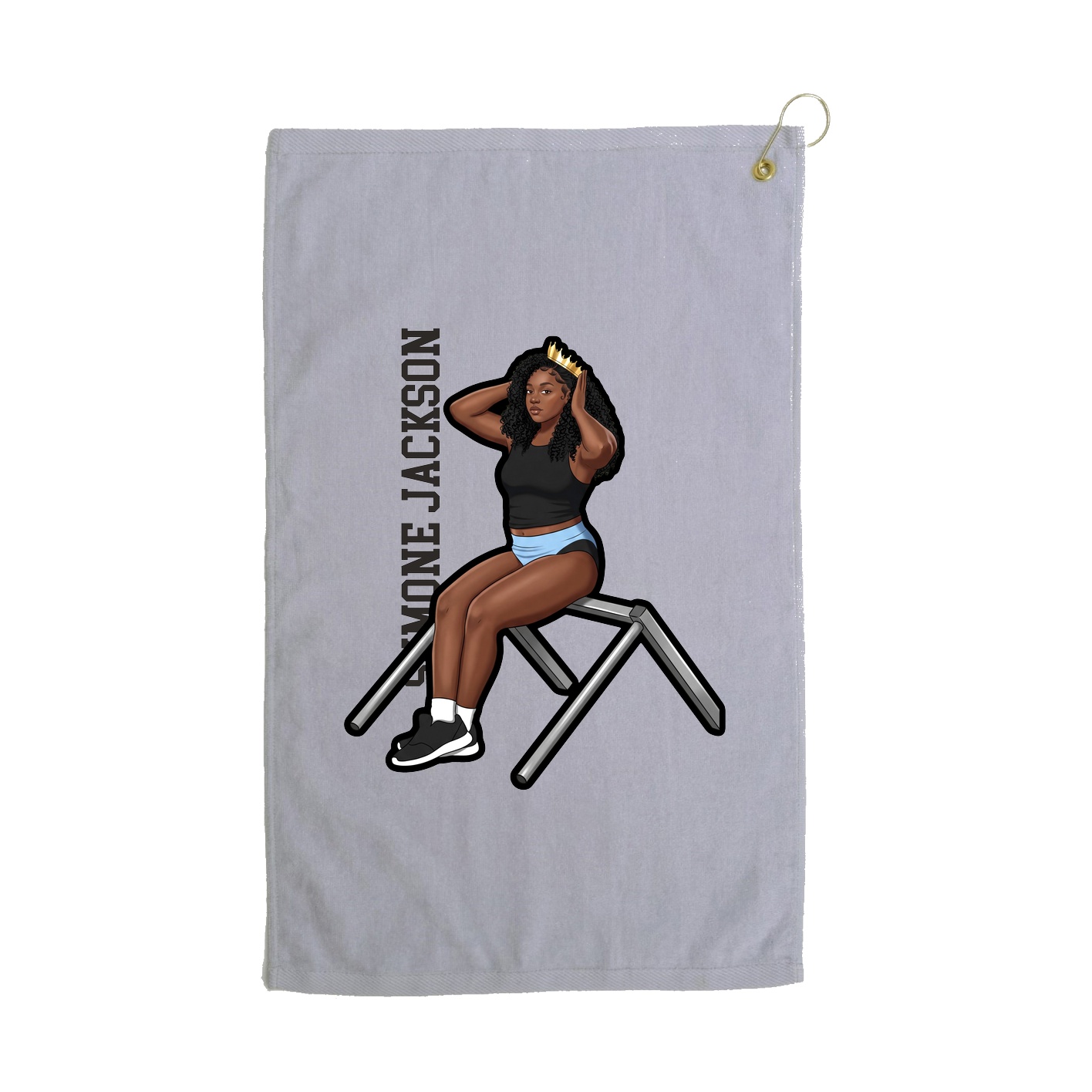 Golf Towel — Name Vertical in Grey