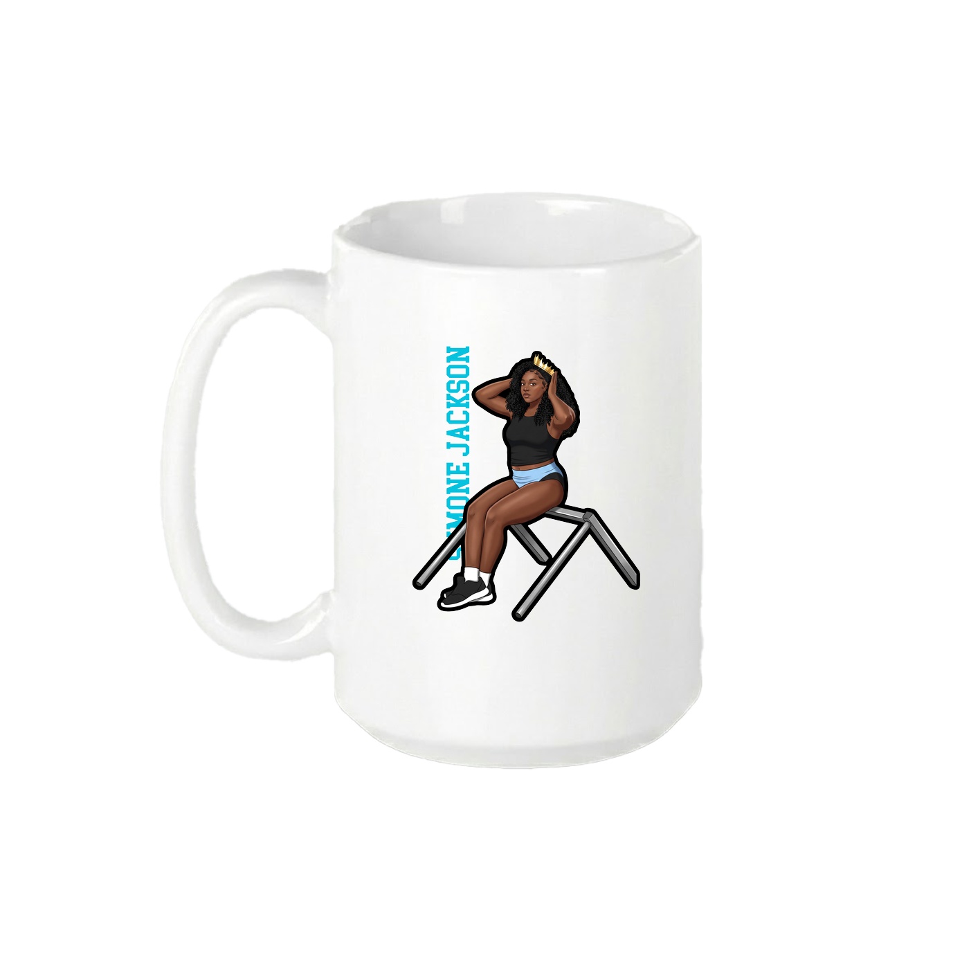 15oz Coffee Mug — Name Vertical in White