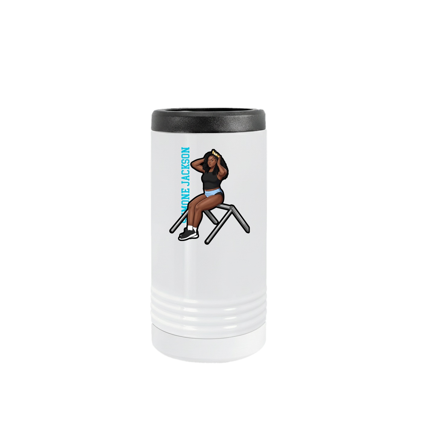 Slim Beverage Holder — Name Vertical in White